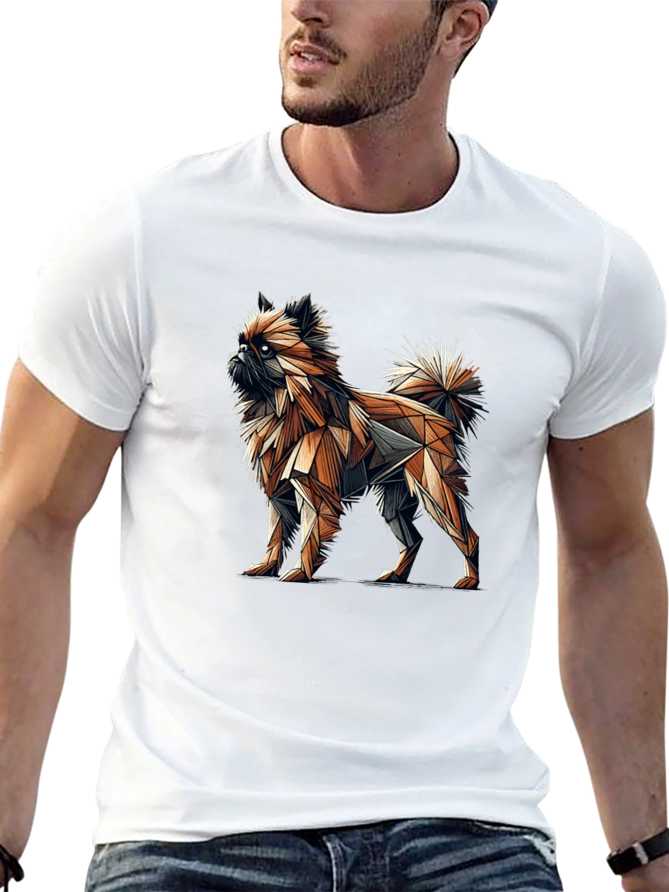 Geometric Dog Graphic Tee - 13