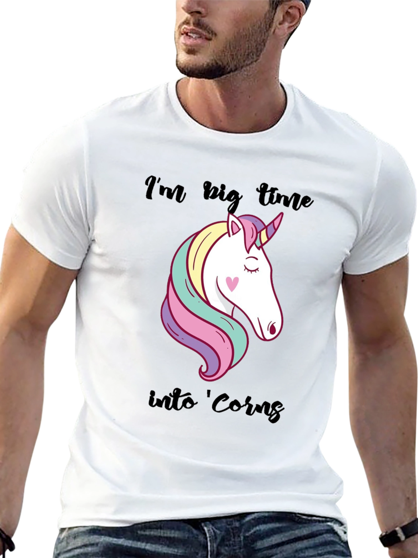 Black Unicorn Graphic T-Shirt: I'm Big Time Into 'Corns Tee view 13