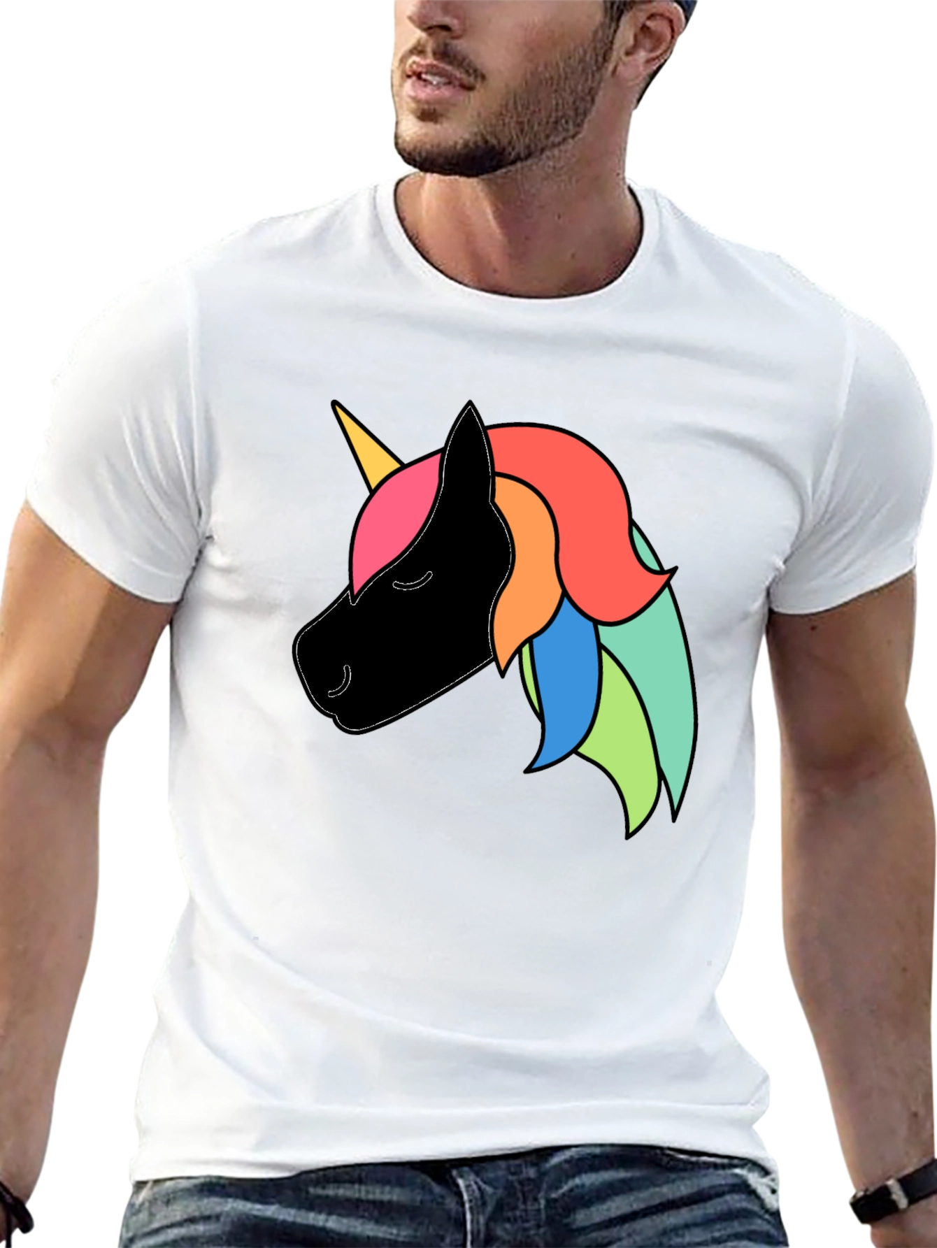 Black Unicorn Graphic Black T-Shirt view 13