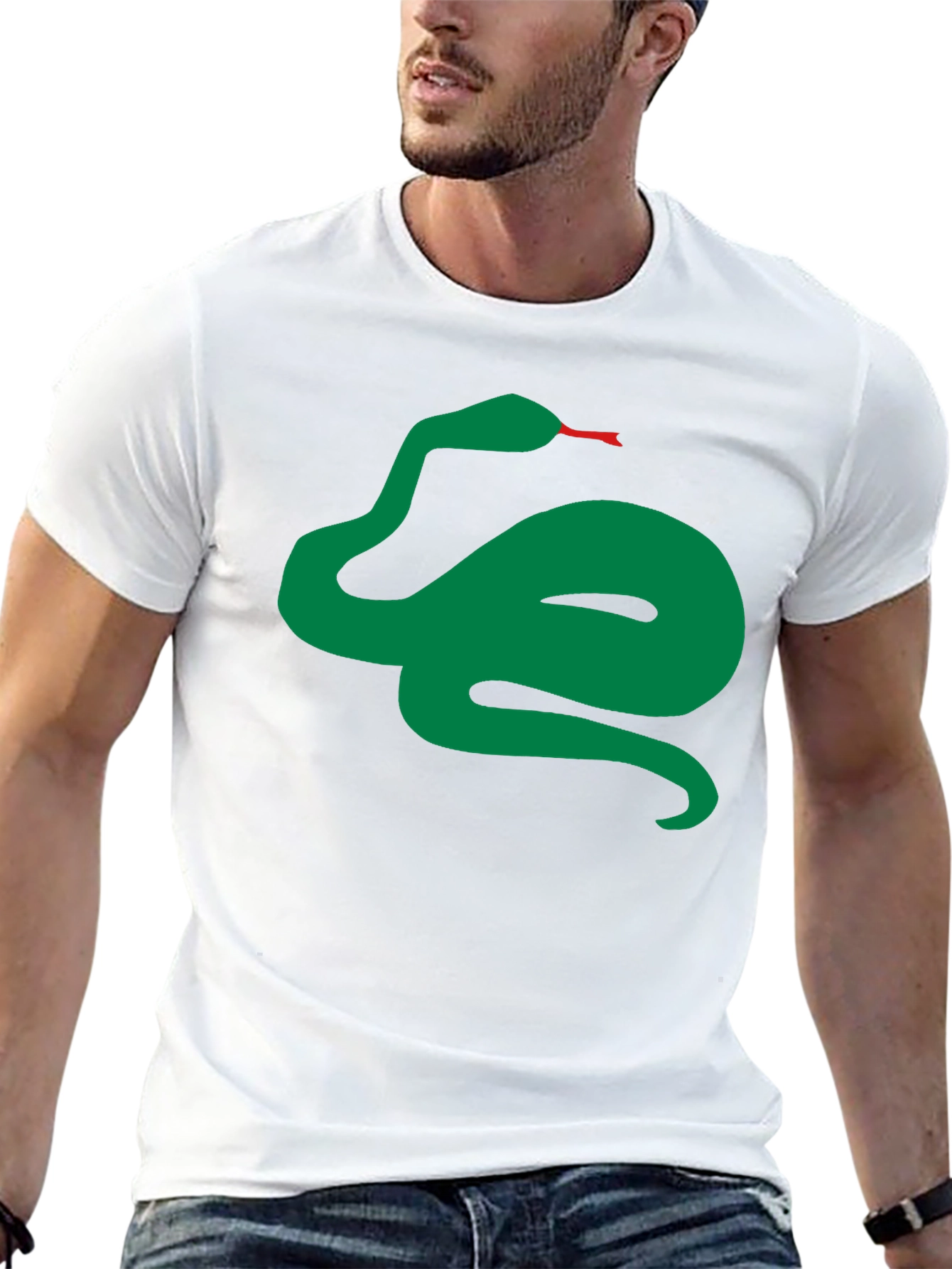 Black Green Snake Graphic Black T-Shirt view 13