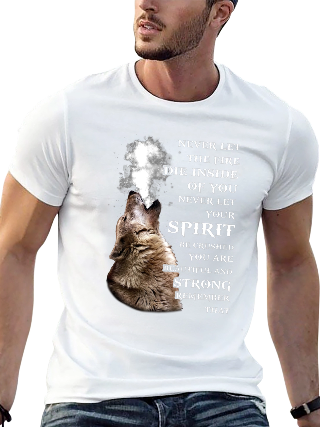 Black Wolf Spirit Graphic Tee - Never Let Your Fire Die view 13