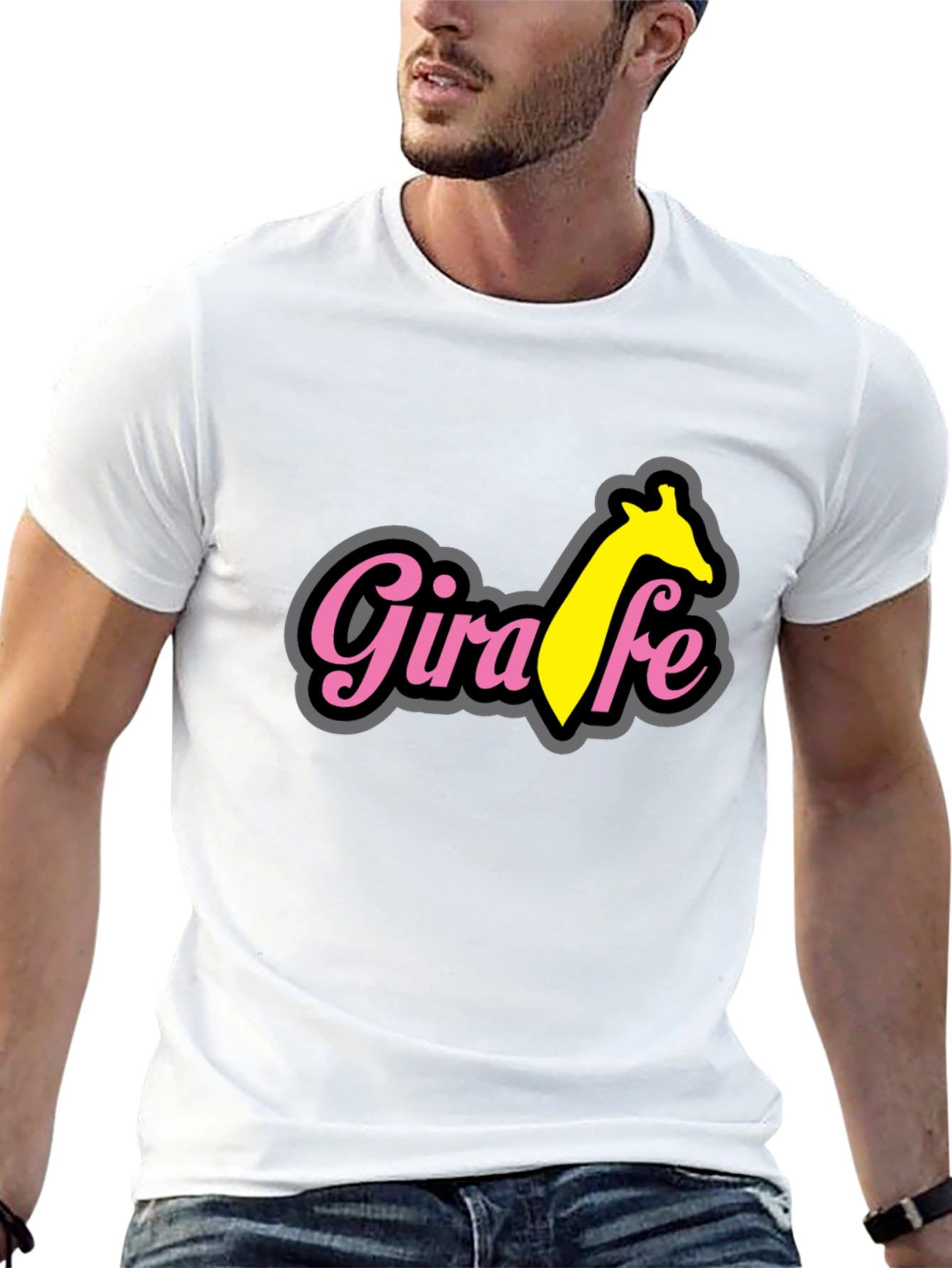 Black Giraffe T-Shirt - Black Cotton Blend Tee view 13