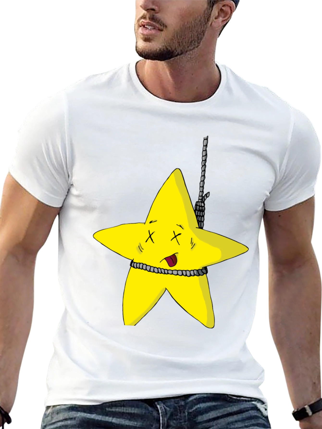Black Cartoon Star Graphic Black T-Shirt view 13