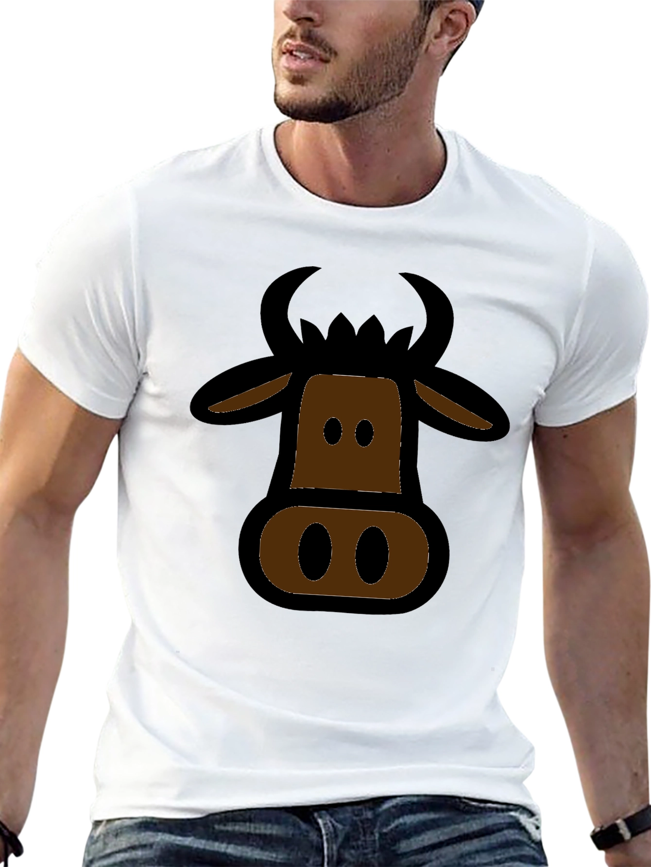 Black Cartoon Cow Graphic Black T-Shirt view 13
