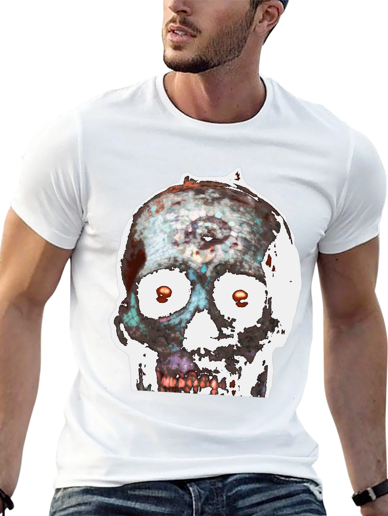 Black Edgy Skull Graphic Tee view 13