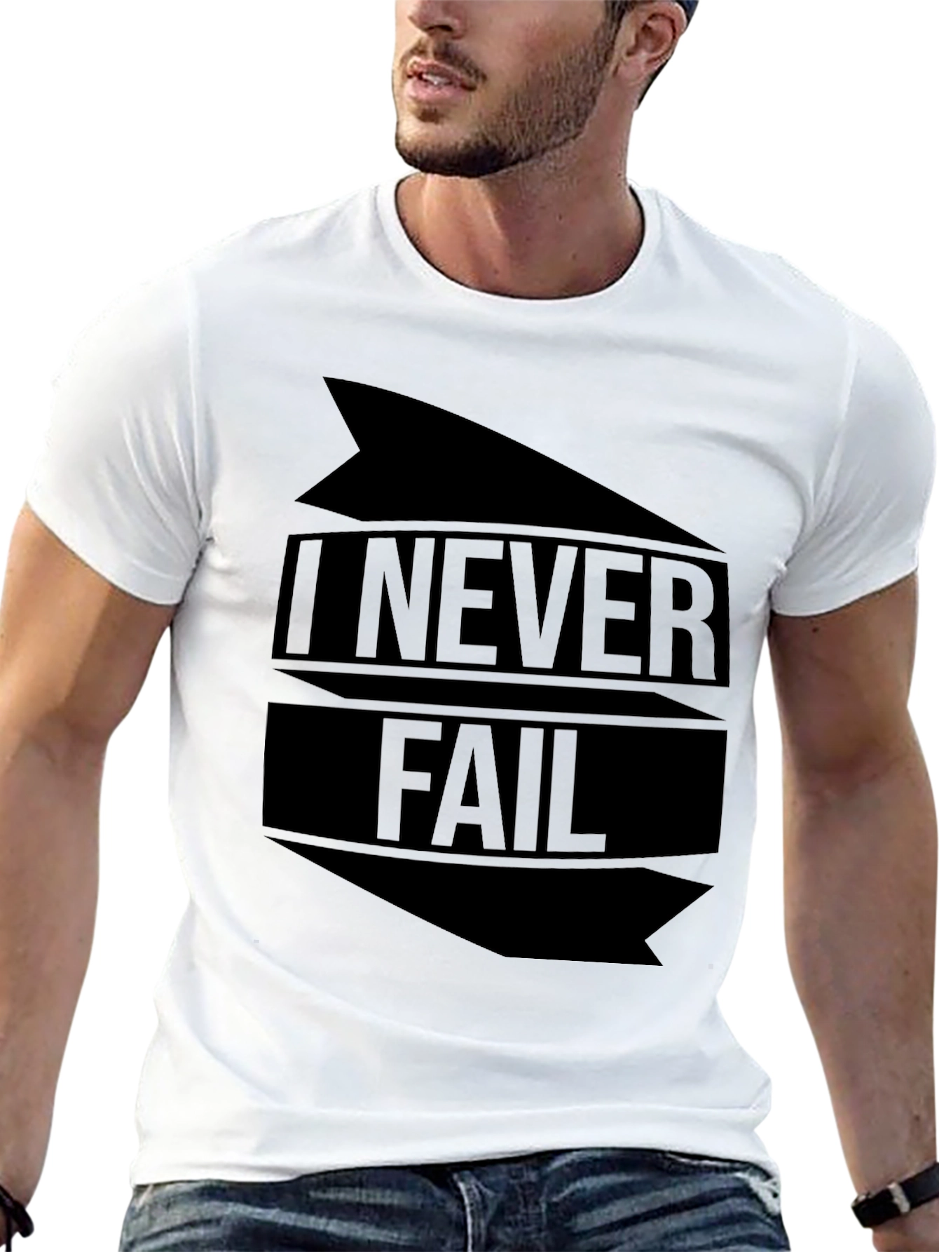 Black I NEVER FAIL Graphic Tee - Bold Statement T-Shirt view 13