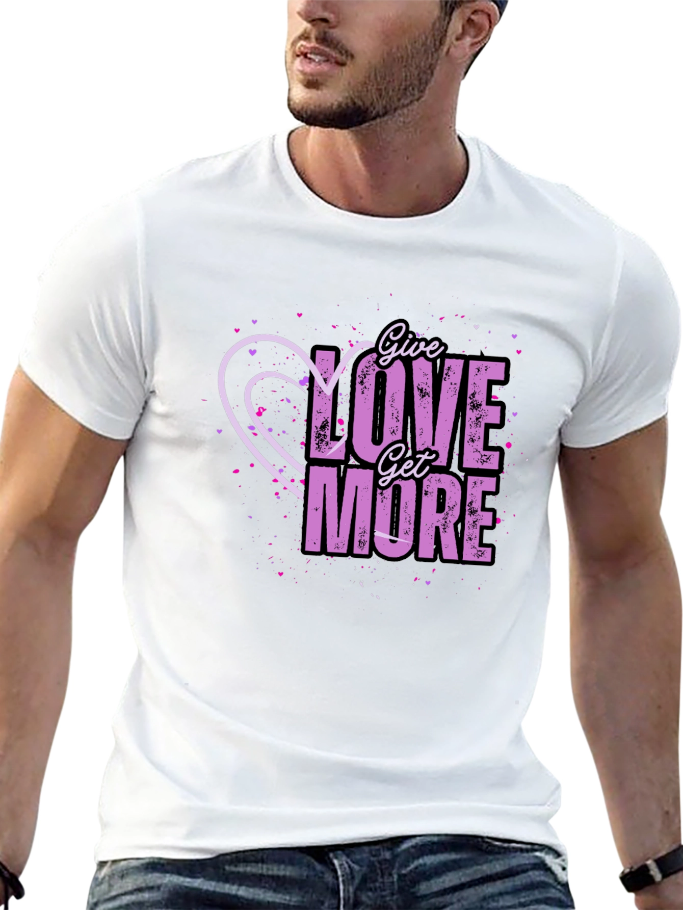 Black Give Love Get More Graphic T-Shirt view 13