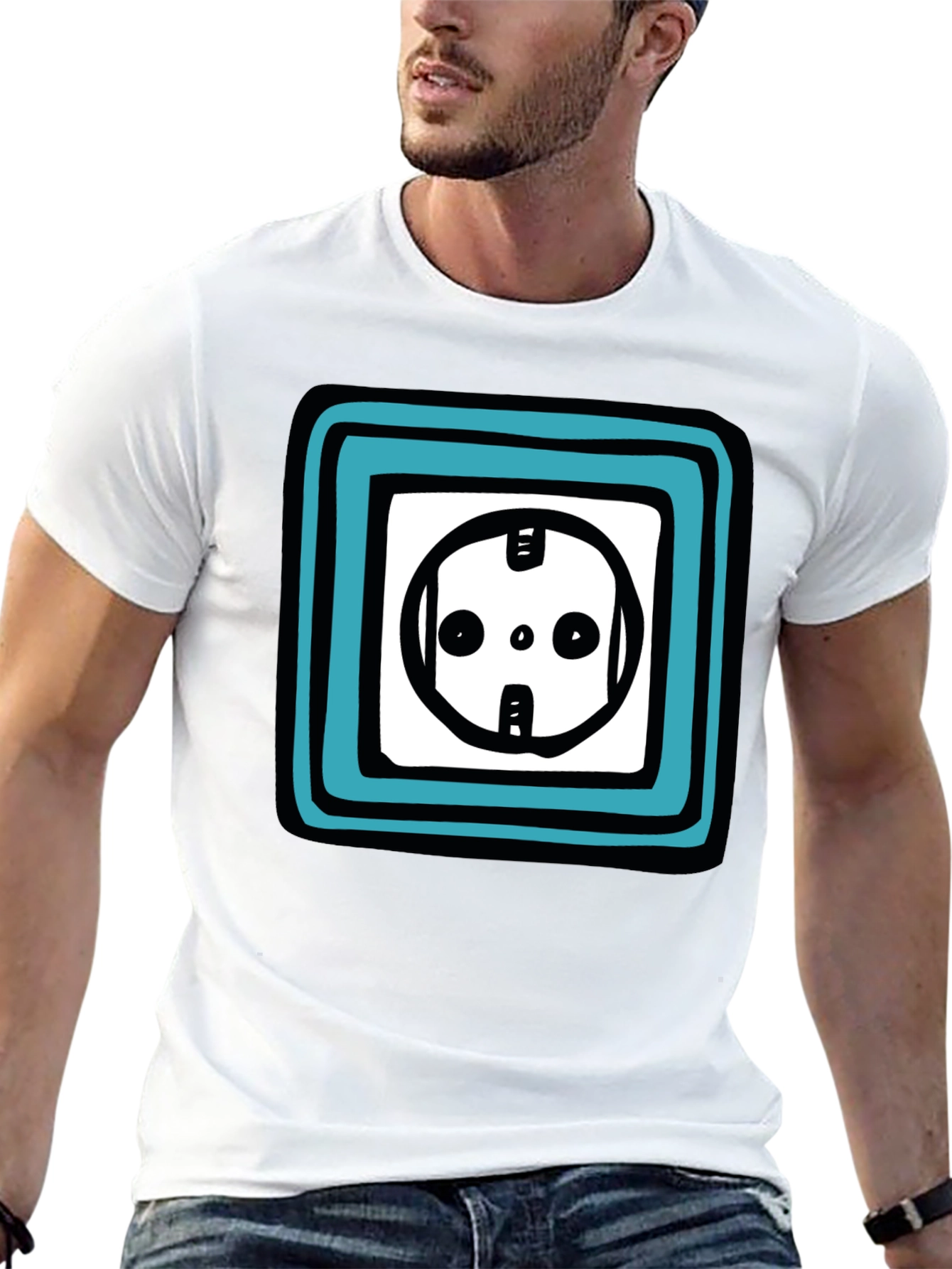 Black Electric Outlet Graphic T-Shirt - Funky Trendy Design view 13