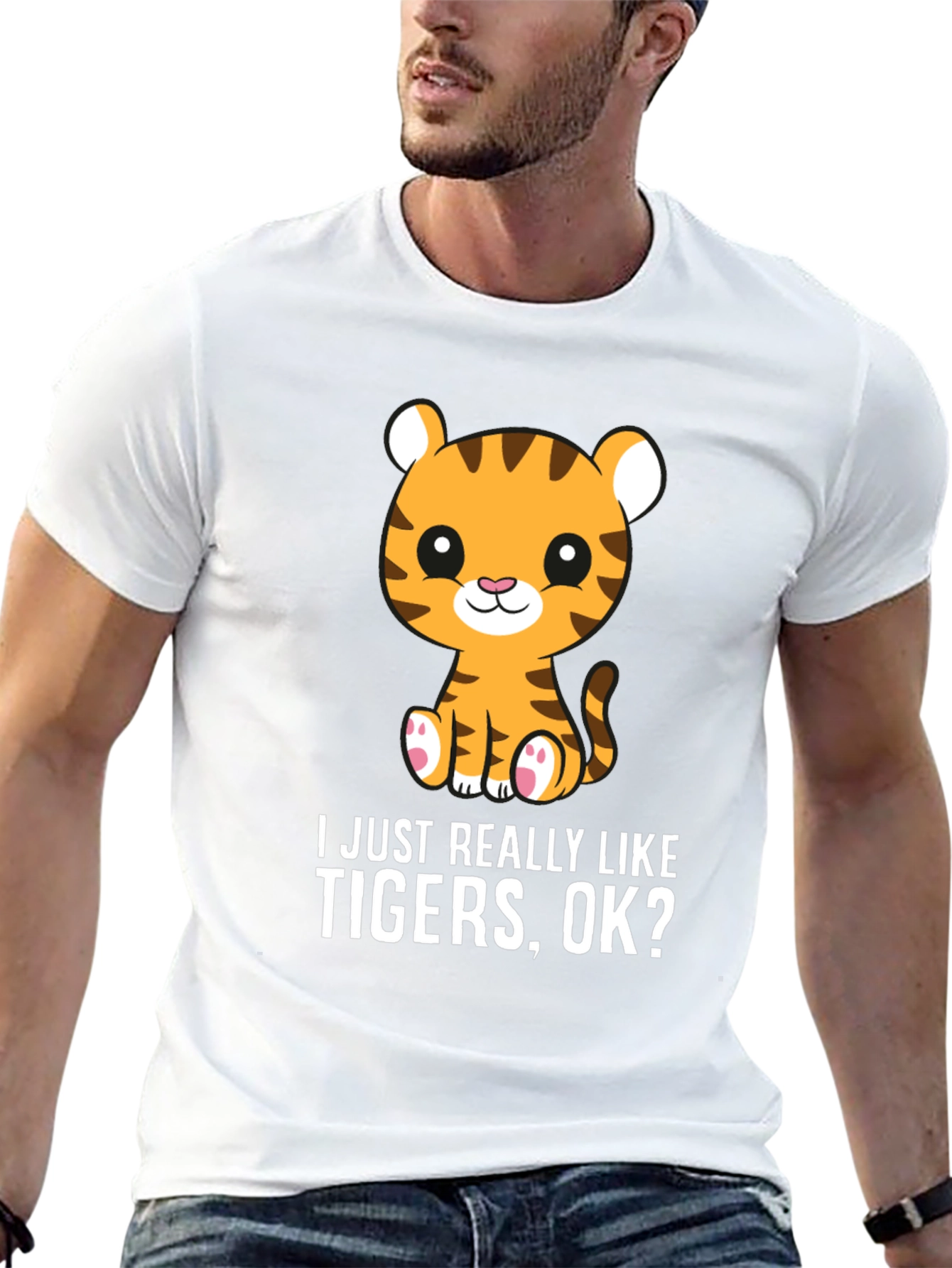 Black Cute Tiger Lover T-Shirt - I Just Really Like Tigers, OK? view 13