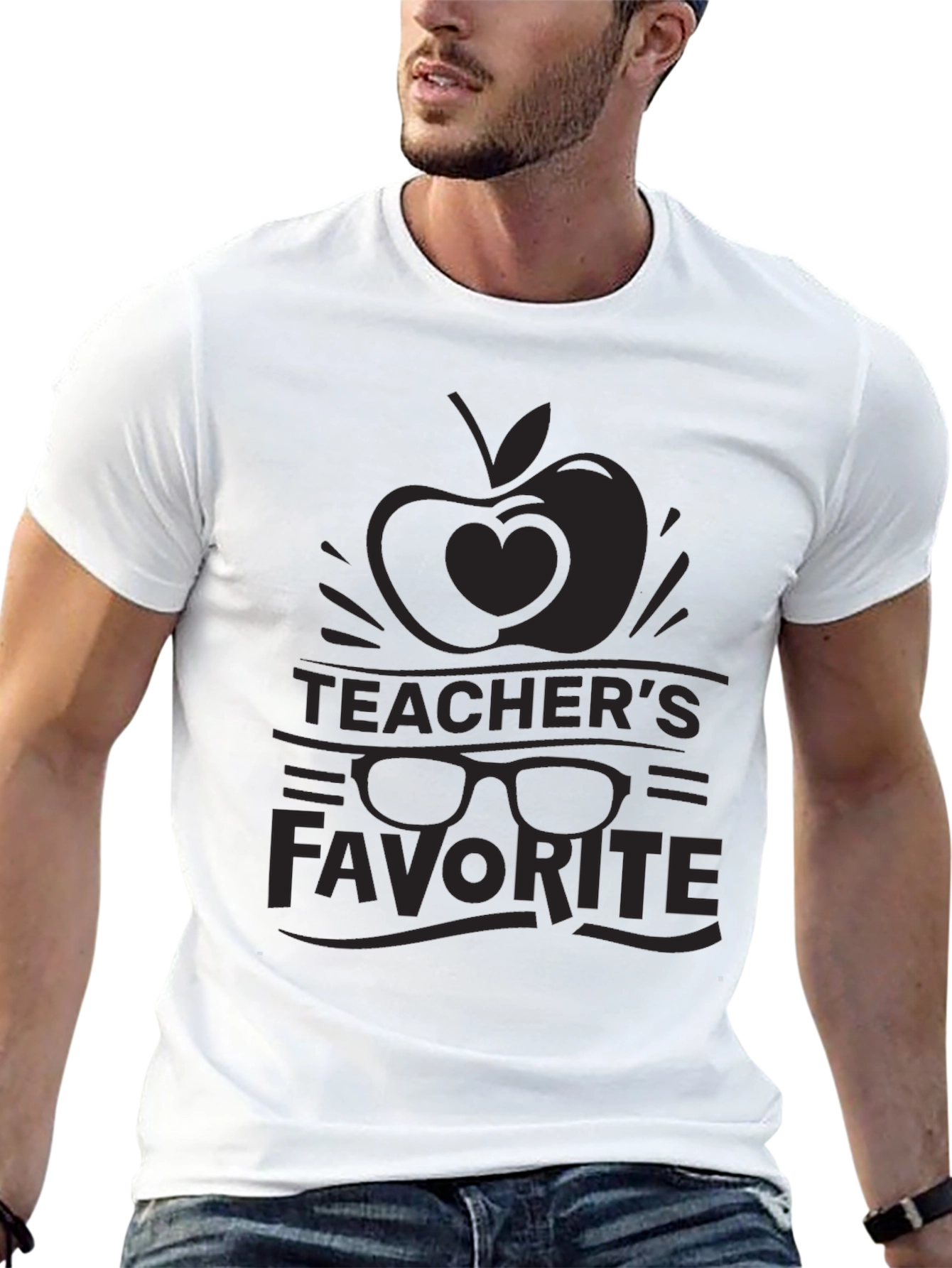 Black Teacher's Favorite Graphic Tee - Black Unisex T-Shirt view 13