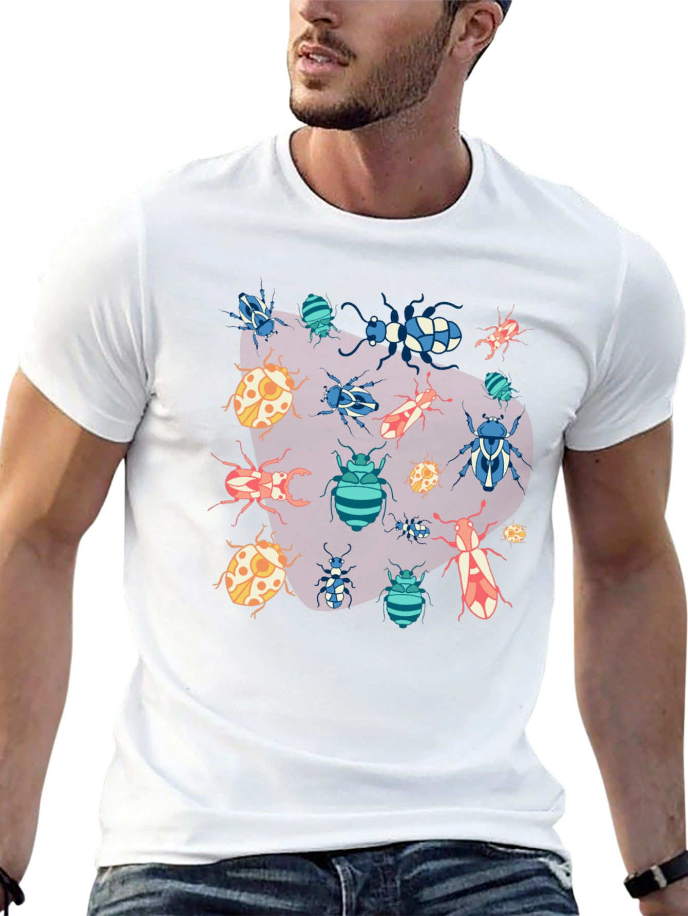 Black Bug Print T-Shirt - Unique Insect Design view 13