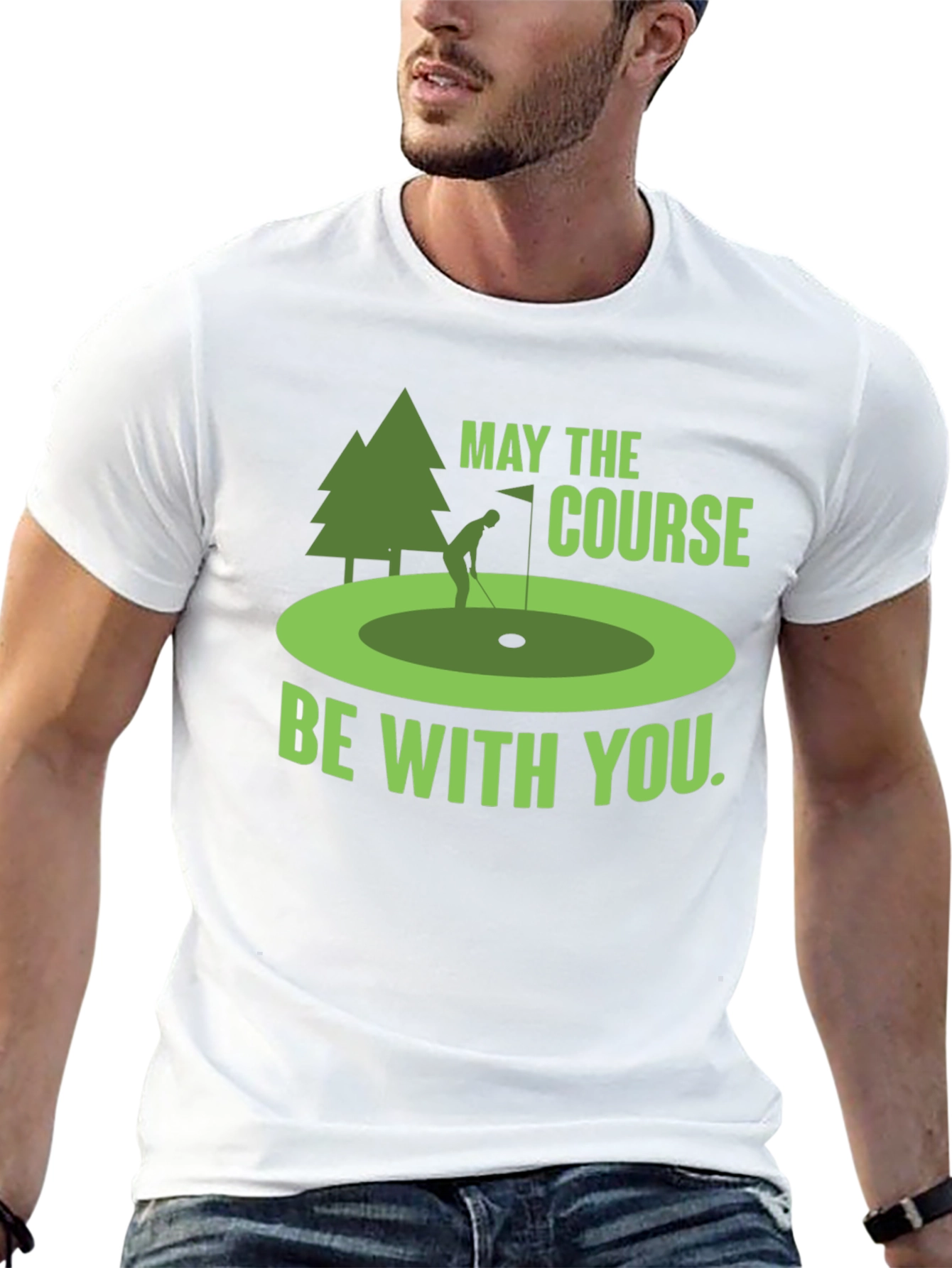 Black Funny Golf T-Shirt: May The Course Be With You view 13