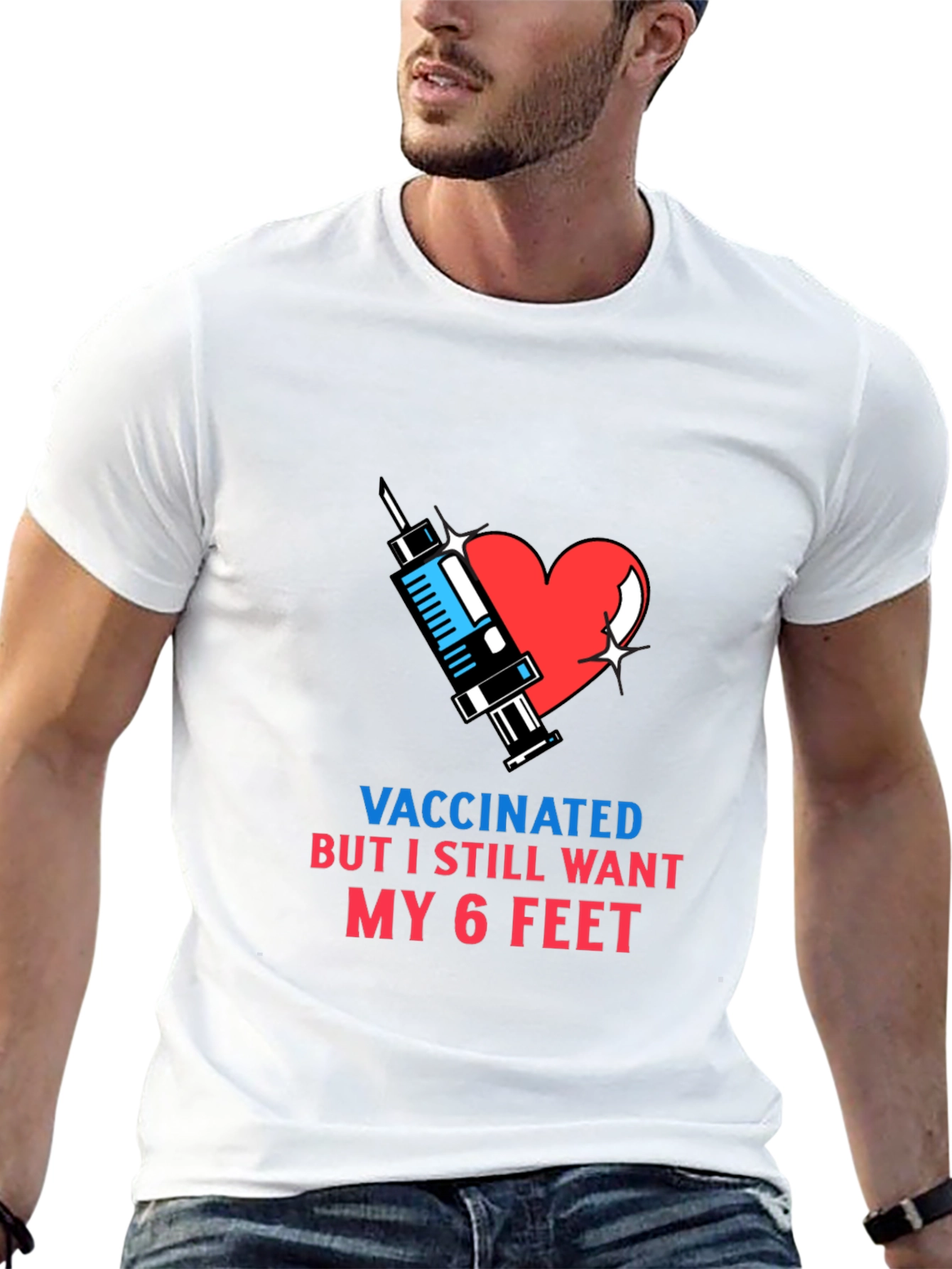 Black Vaccinated 6 Feet T-Shirt view 13