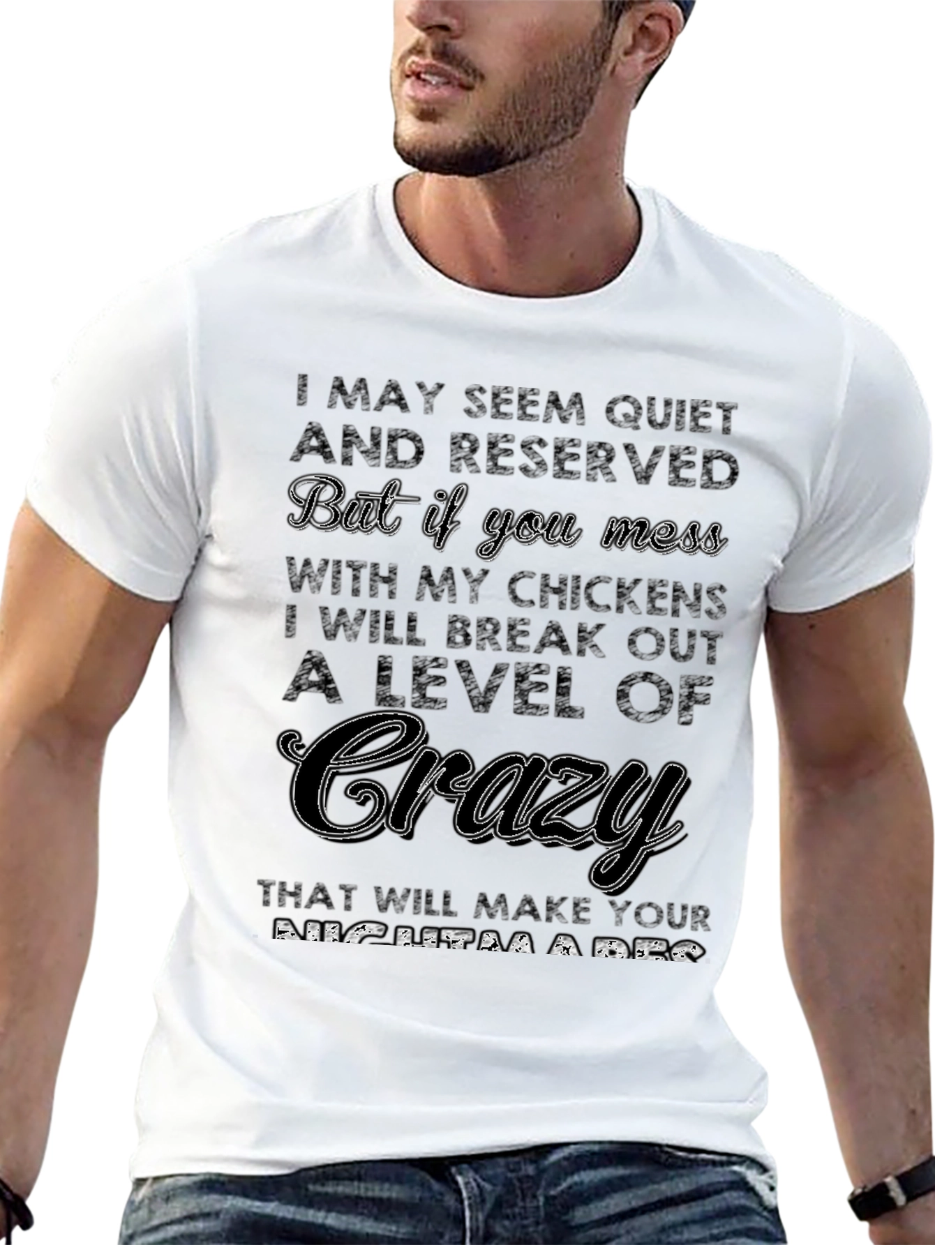 Black Quiet & Reserved Crazy Chicken Lover T-Shirt view 13
