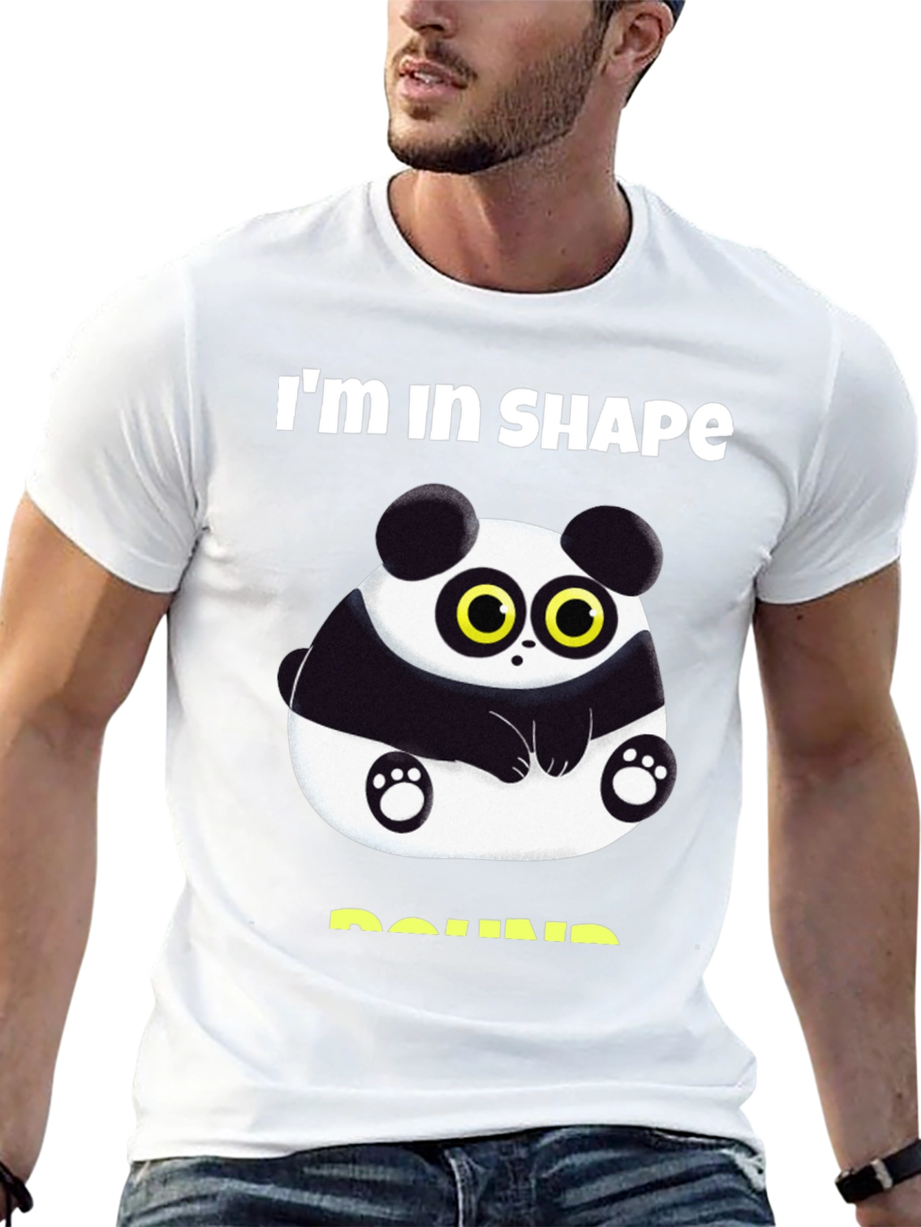 Black Funny Panda Round Shape T-Shirt view 13