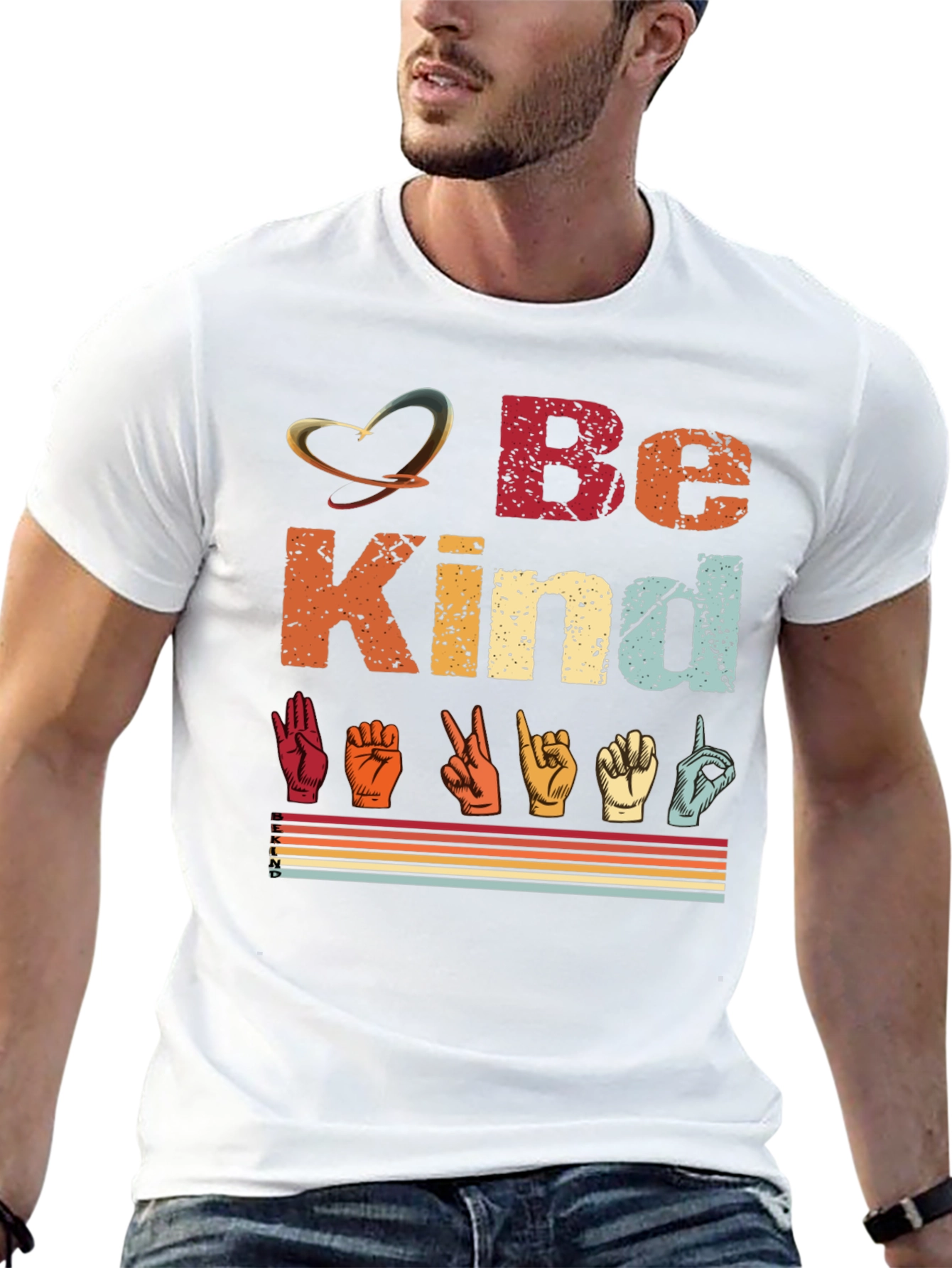 Black Be Kind Sign Language T-Shirt view 13