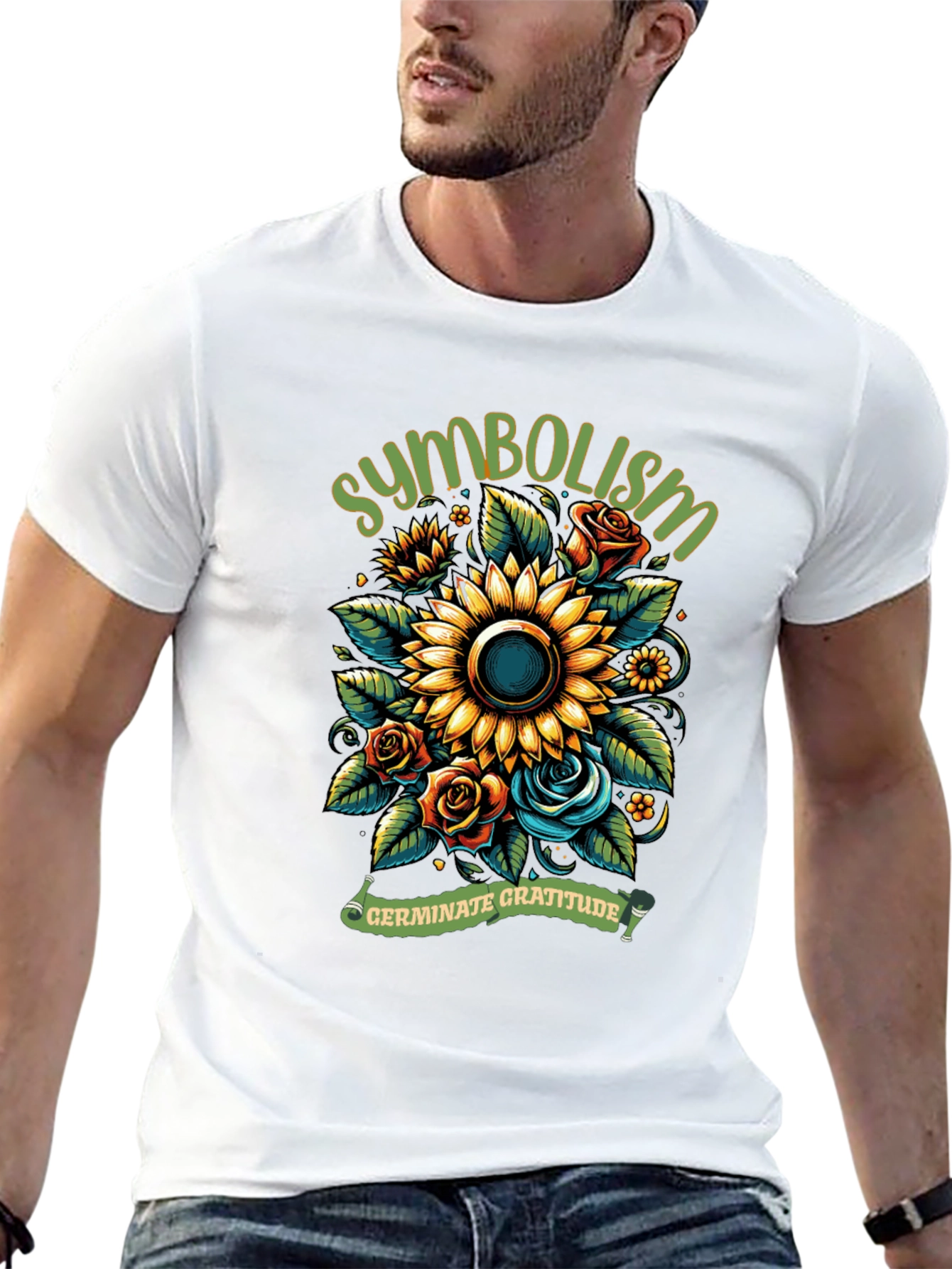 Black Symbolism Gratitude Black Graphic Tee view 13