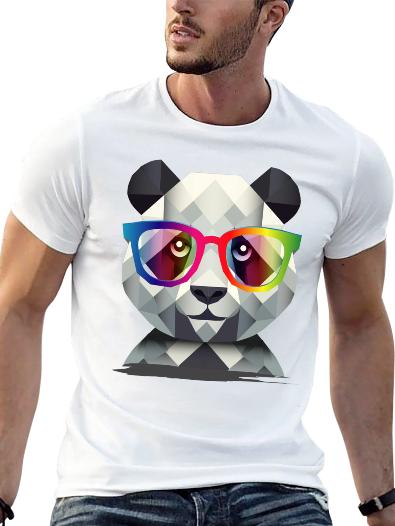 Black Geometric Panda T-Shirt view 13