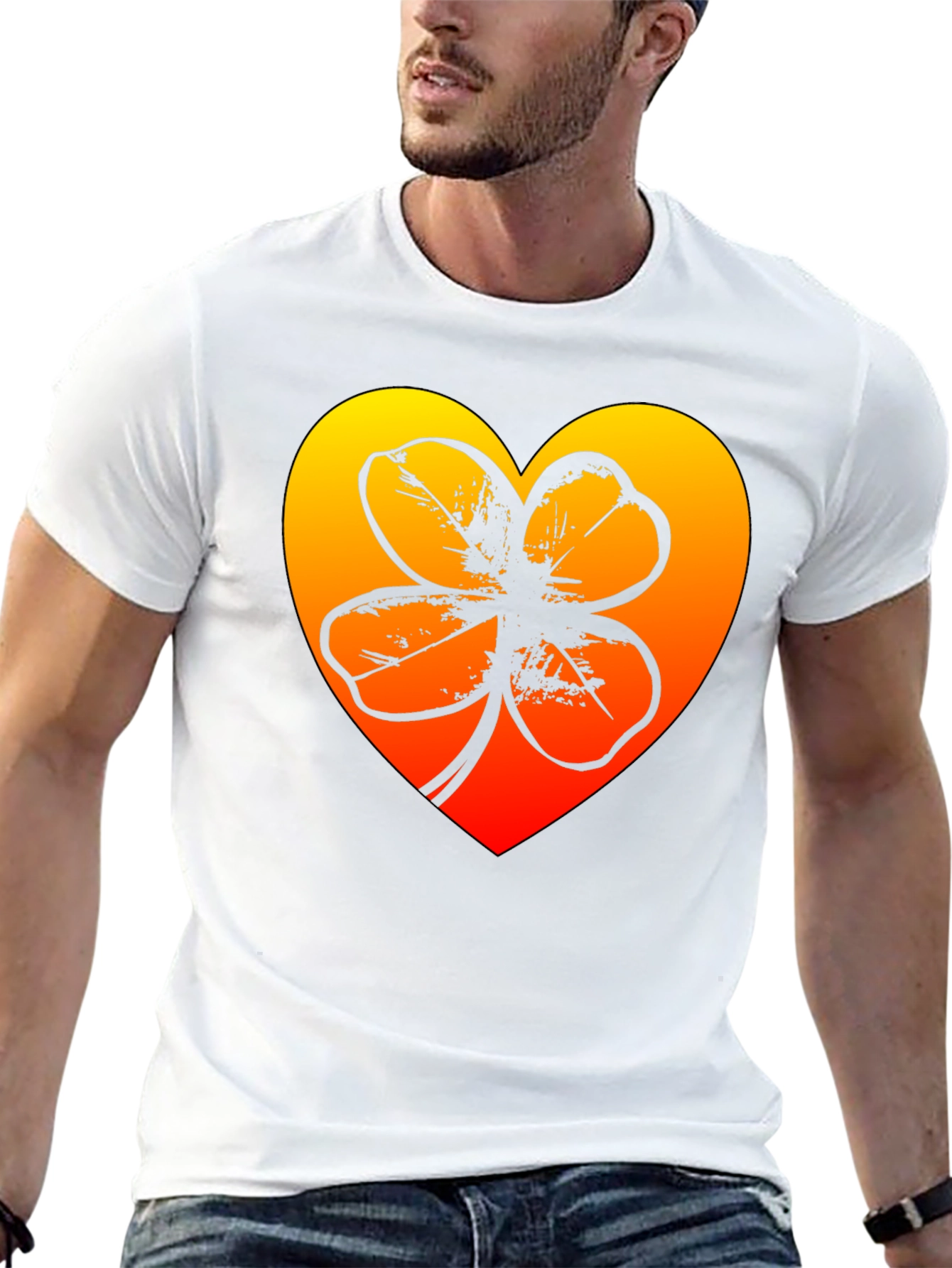 Black Lucky Heart Clover T-Shirt - Black view 13