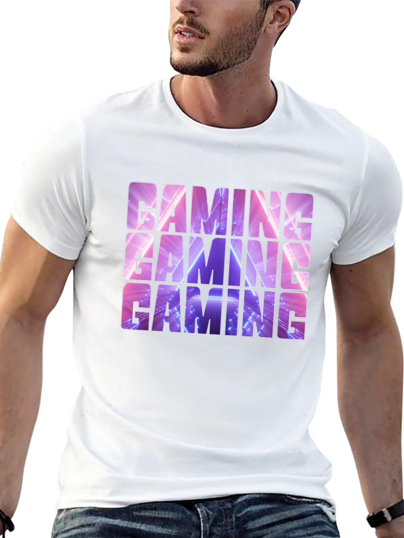 Black Gaming T-Shirt - Neon Design view 13