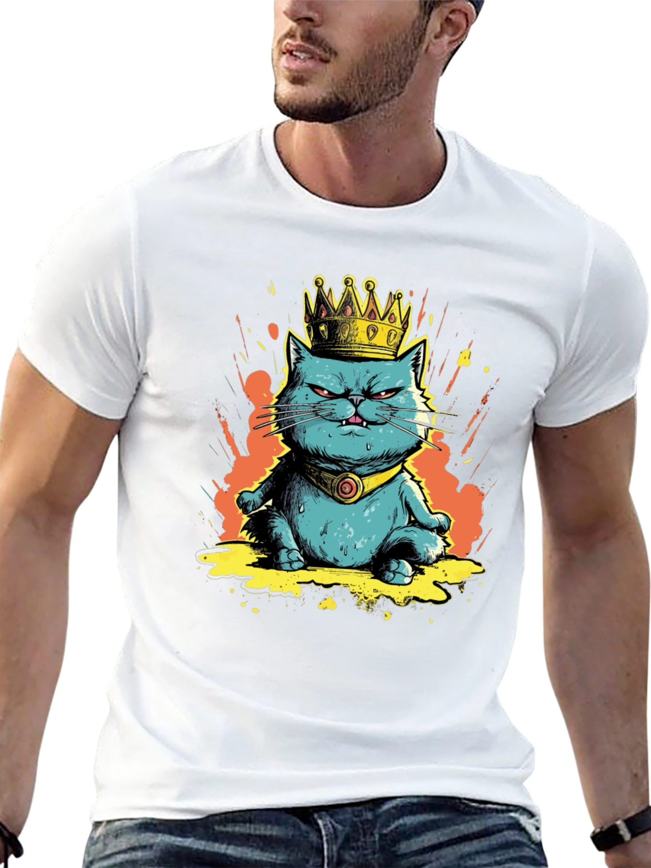 Black King Cat Graphic Tee - Royal Feline Fun view 13