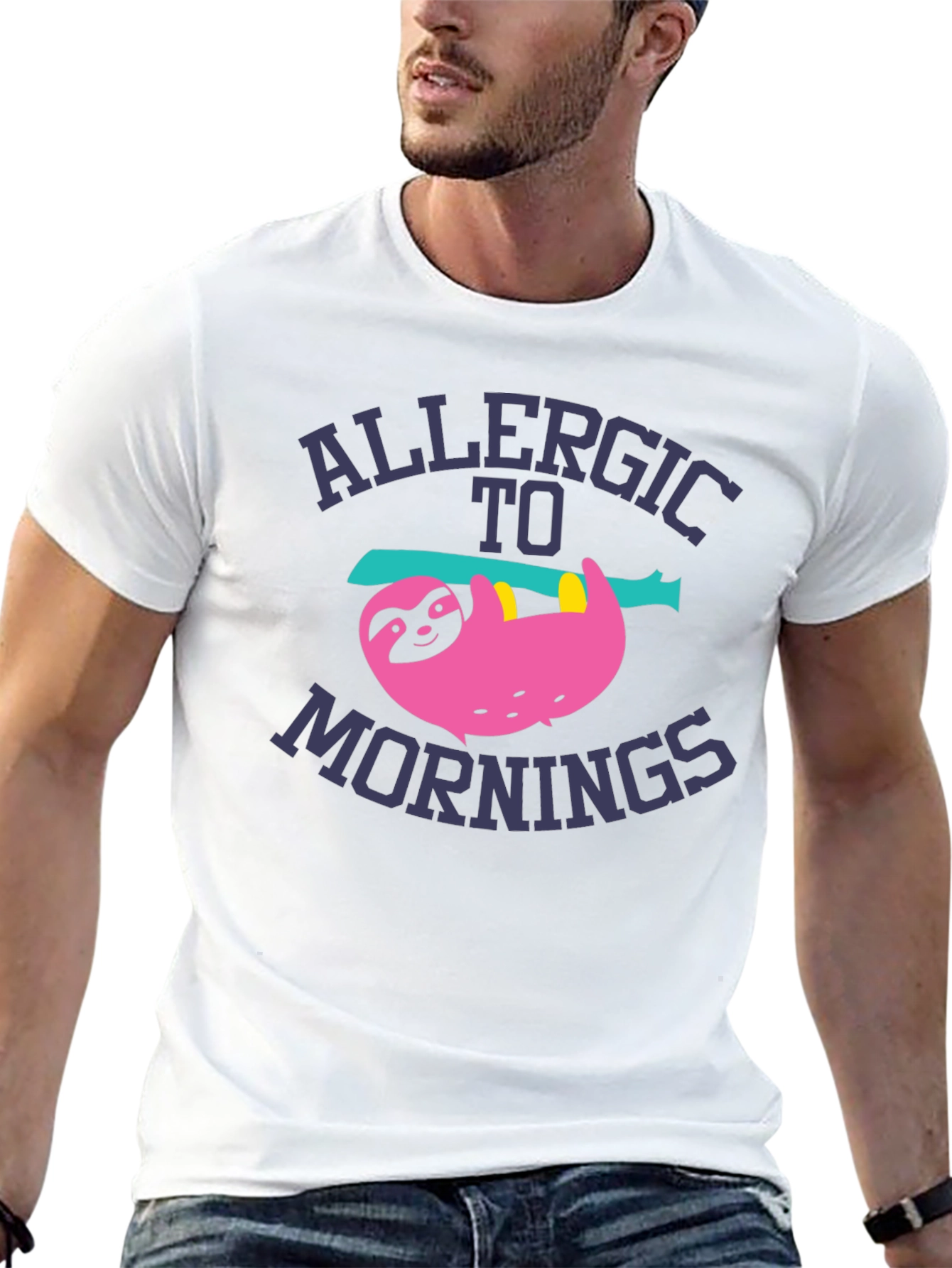 Black Allergic to Mornings Sloth Graphic Tee view 13