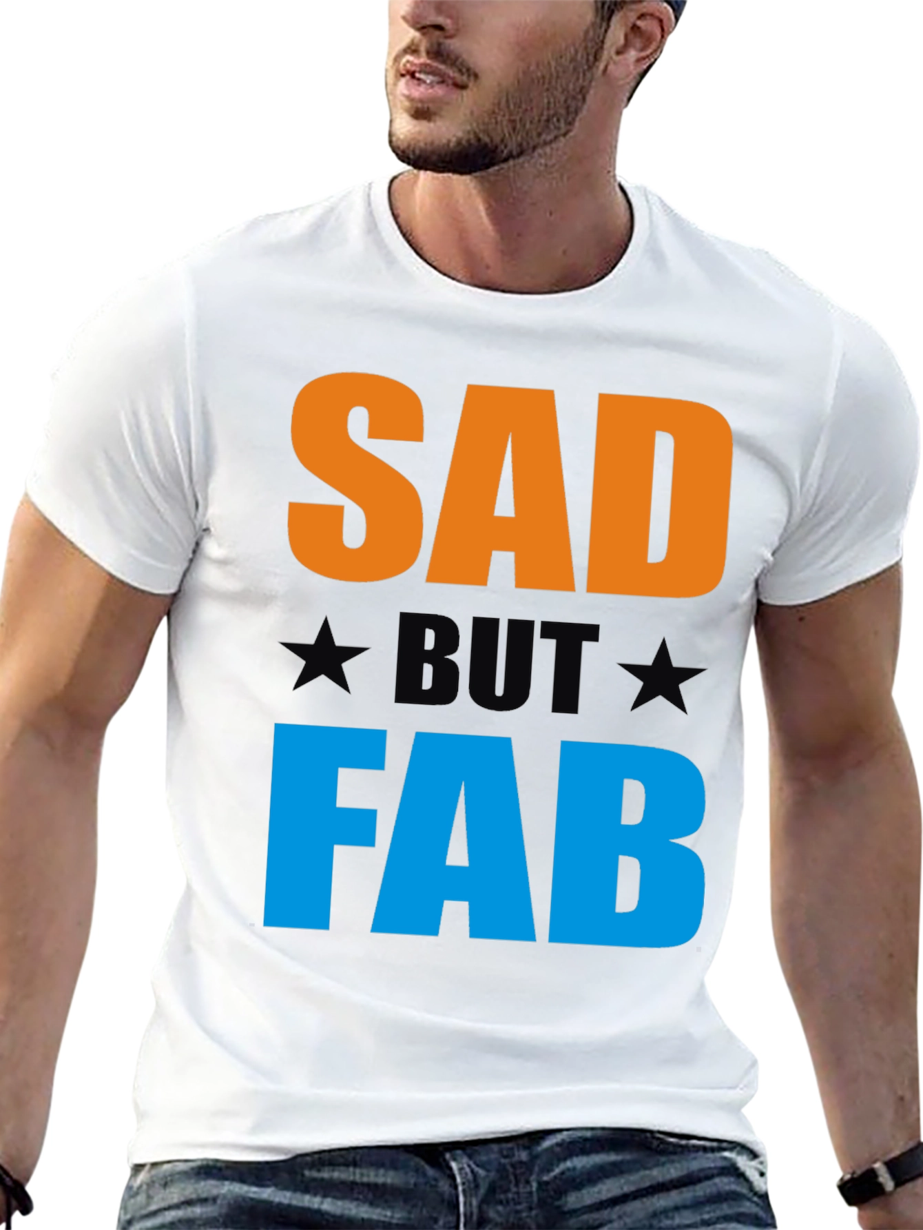 Black Sad But Fab Graphic T-Shirt | Unisex Crew Neck Tee view 13