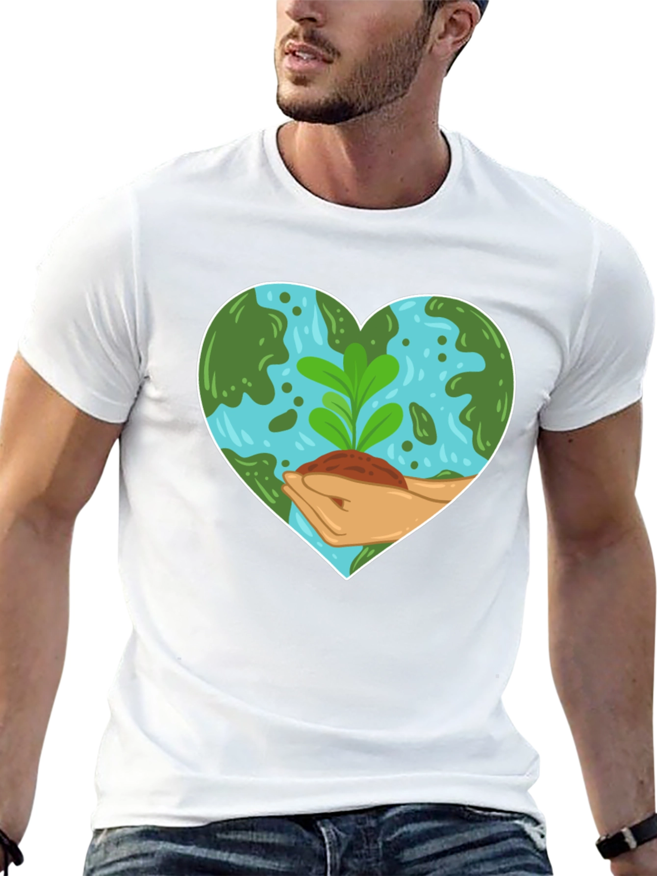 Black Eco Heart T-Shirt: Black, Earth-Loving Design view 13