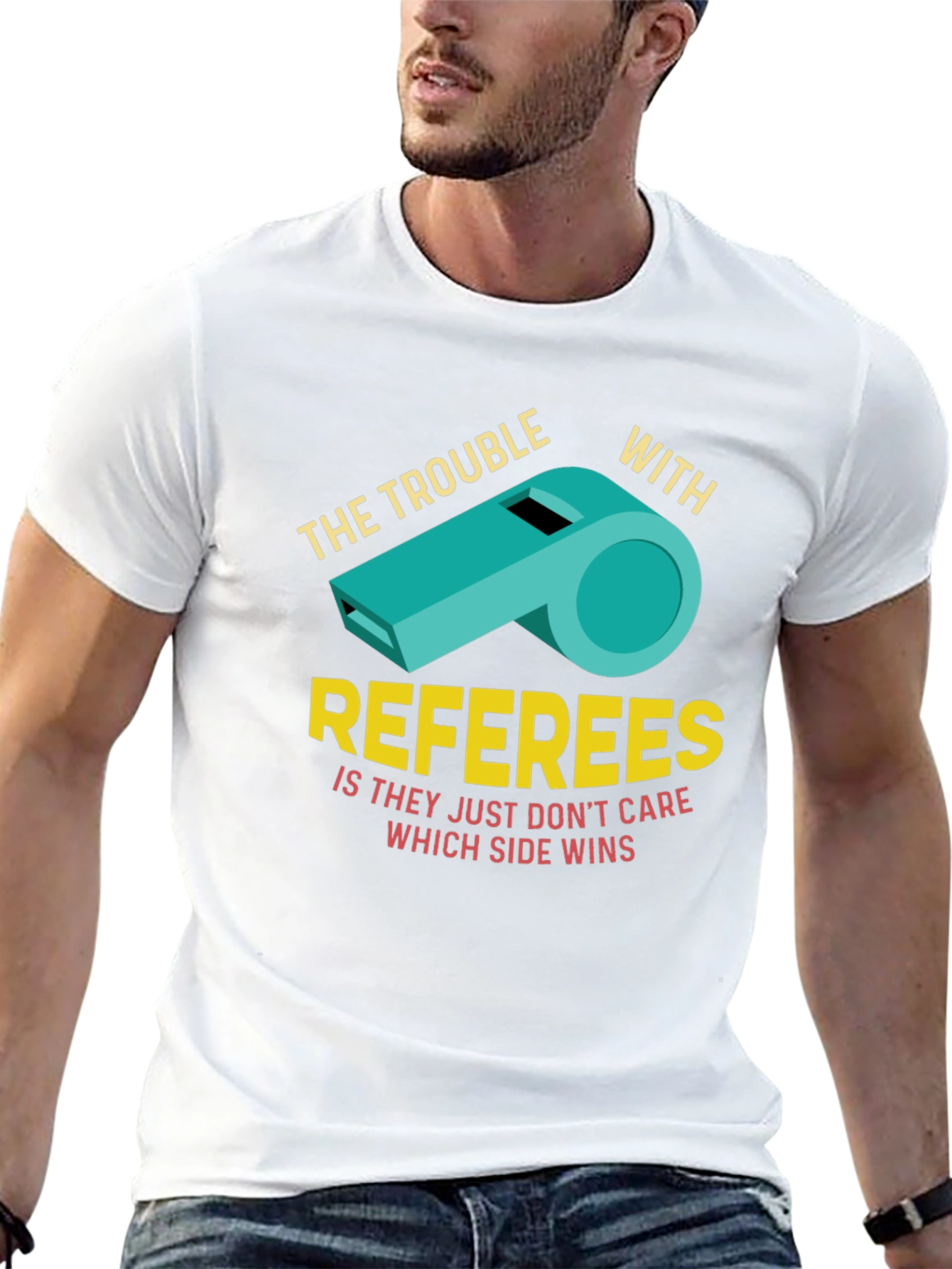 Black The Trouble With Referees Funny T-Shirt view 13