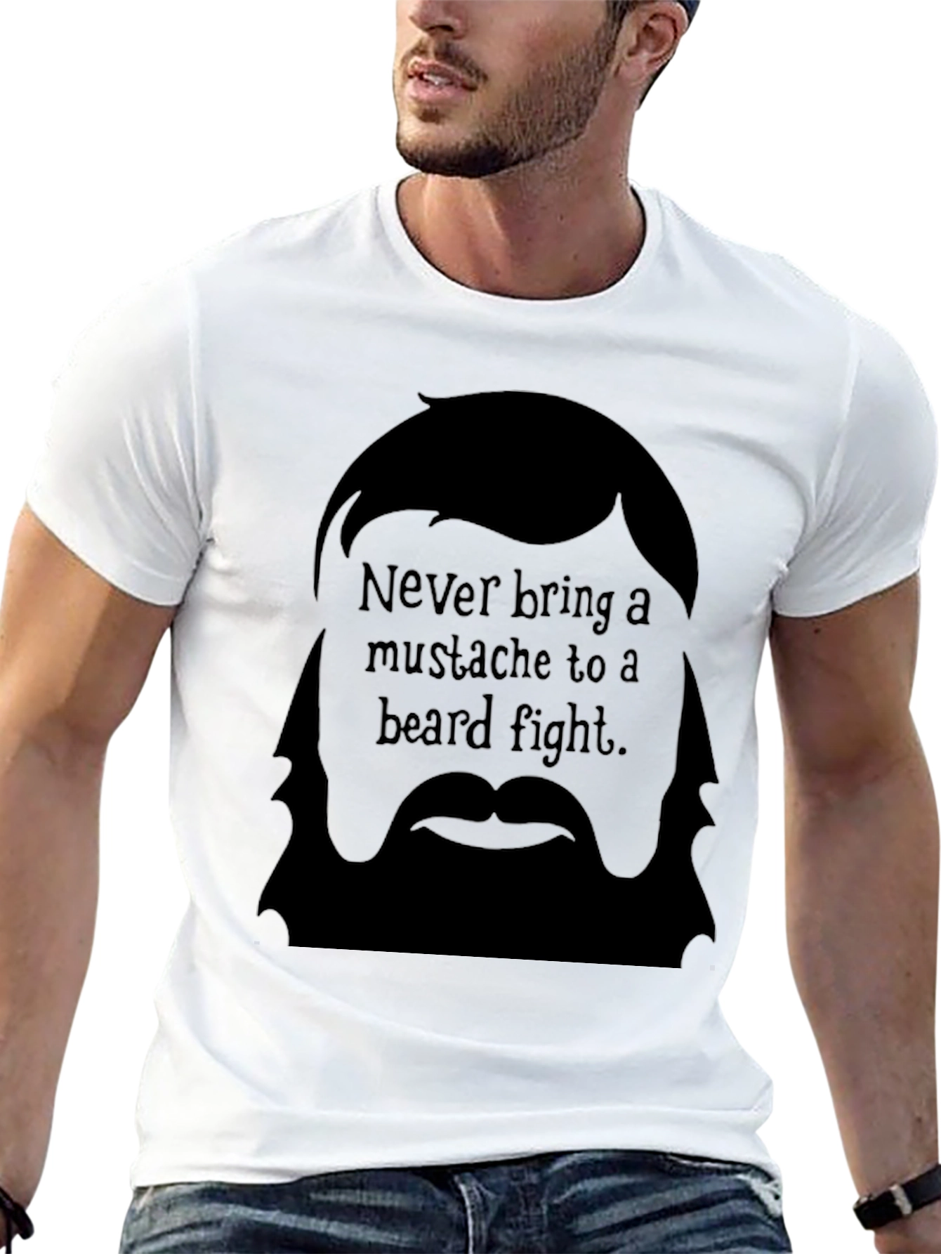 Black Beard Fight T-Shirt - Funny Beard Graphic Tee view 13