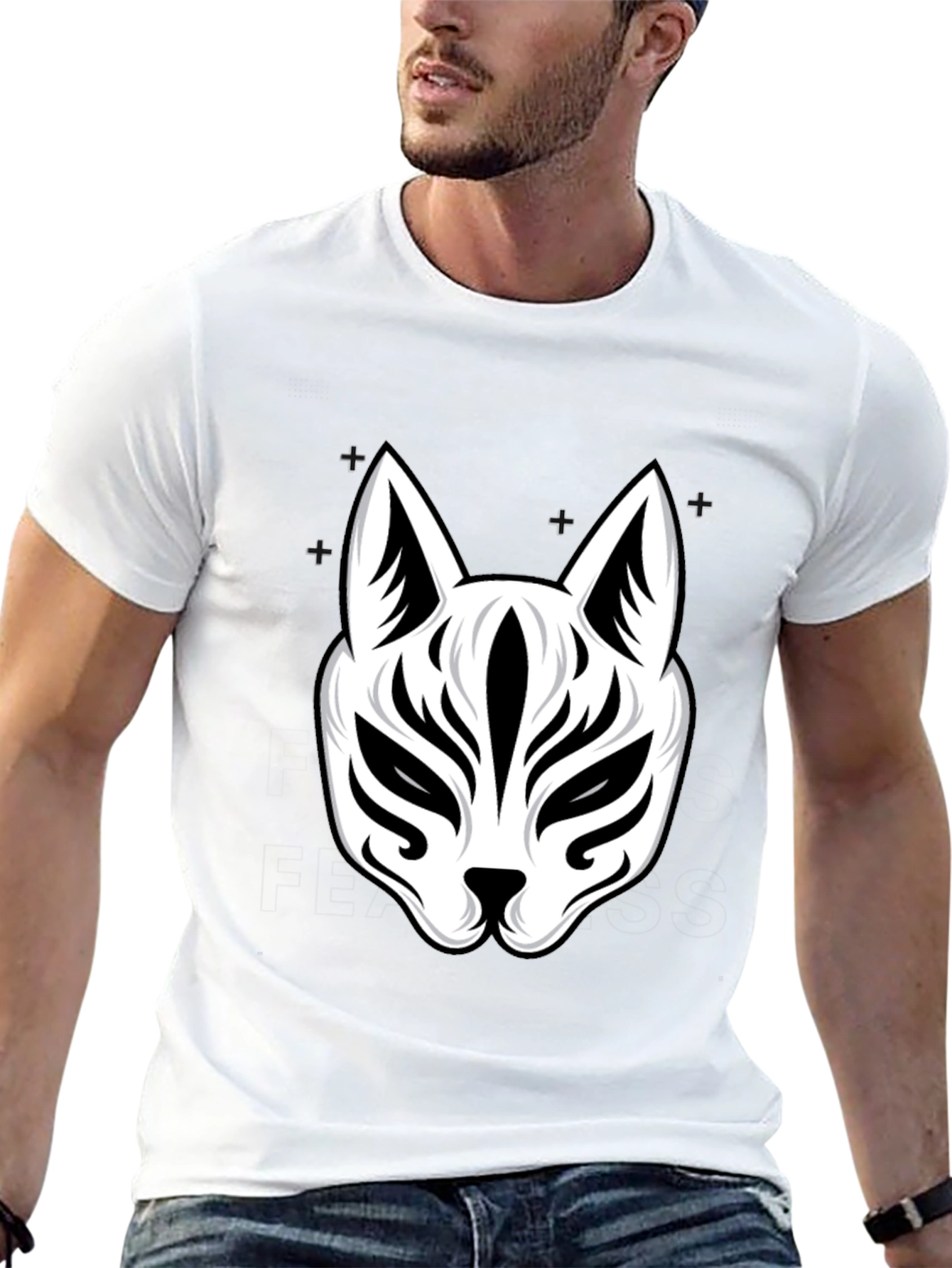 Black Fox Mask Graphic Tee - Stylish Black T-Shirt view 13
