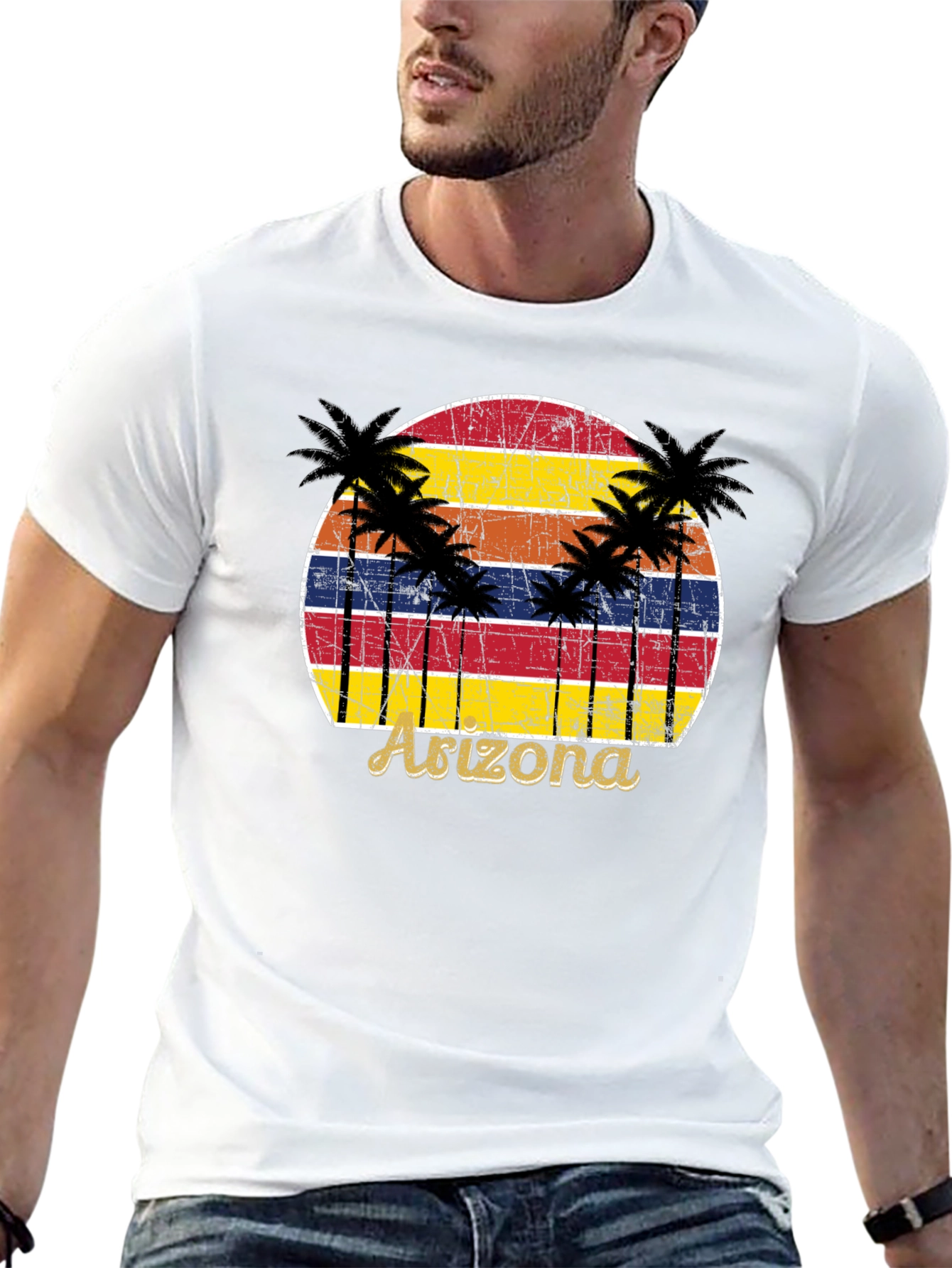 Black Arizona Sunset Palm Tree Graphic Tee view 13