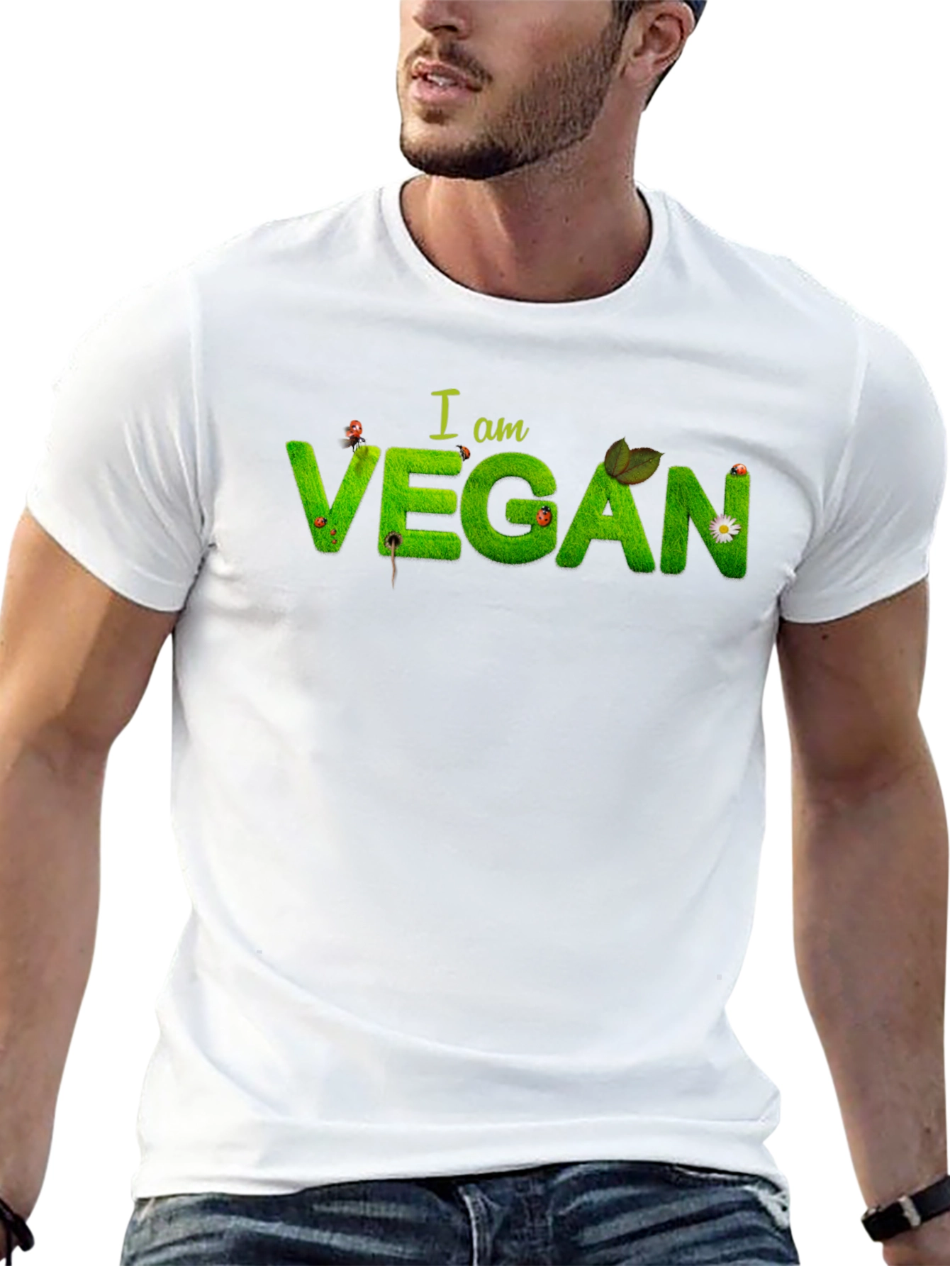 Black I am Vegan Graphic T-Shirt view 13