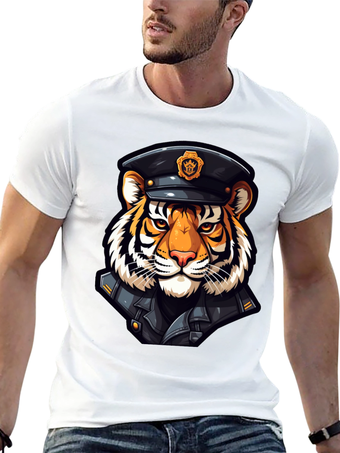 Black Tiger Officer Graphic T-Shirt view 13
