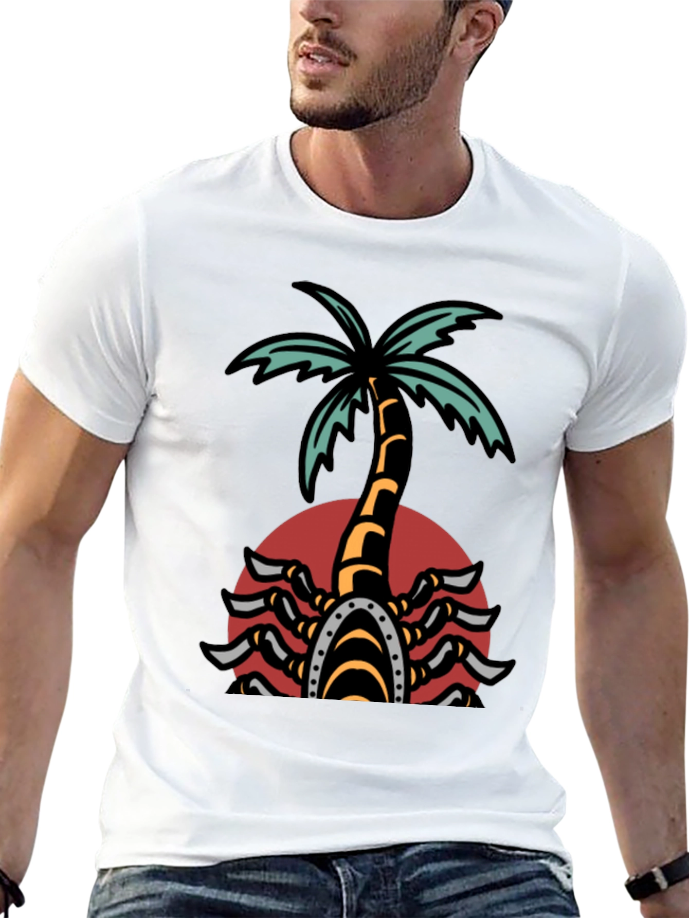 Black Palm Tree Scorpion Graphic T-Shirt view 13