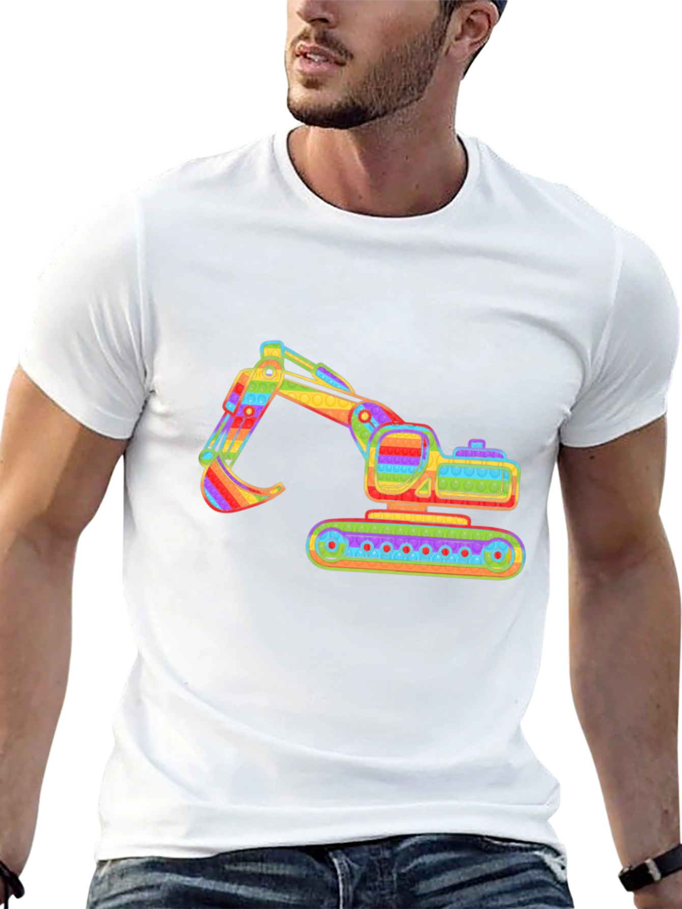 Black Rainbow Excavator Graphic Tee - Construction Shirt view 13