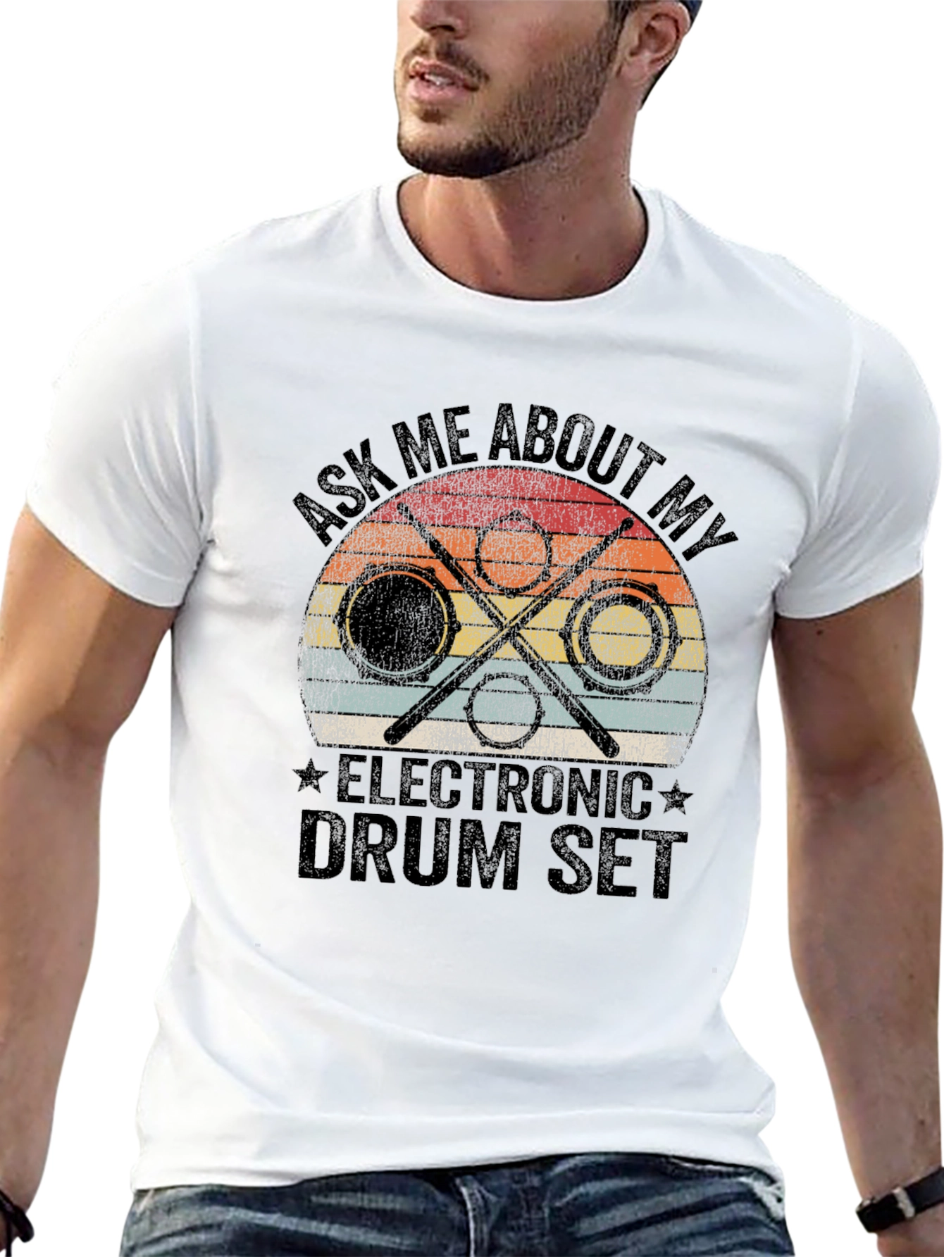 Black Electronic Drum Set T-Shirt - Musician Tee view 13