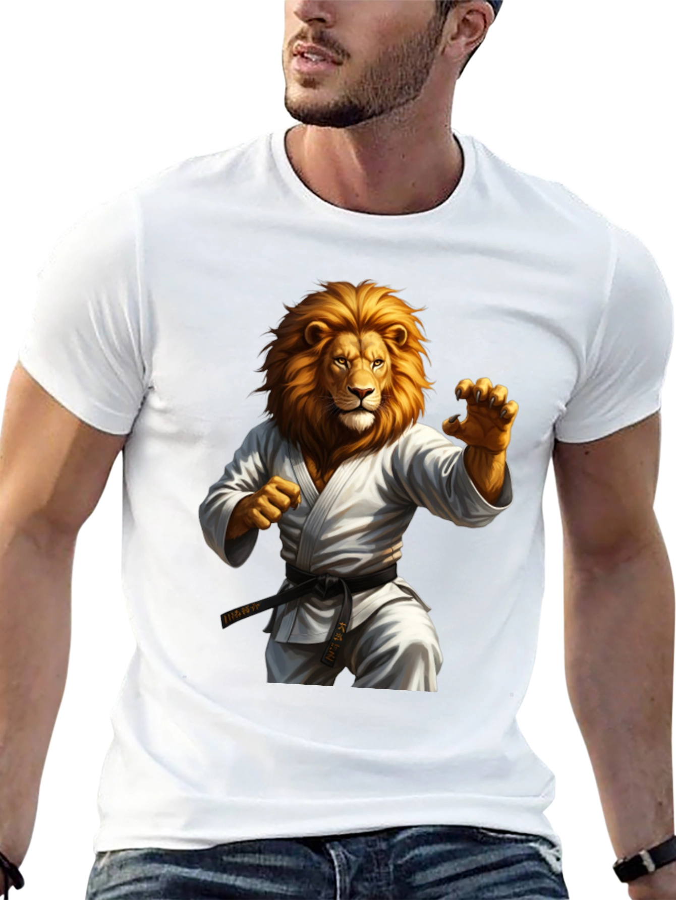 Black Lion Karate T-Shirt - Martial Arts Animal Tee view 13