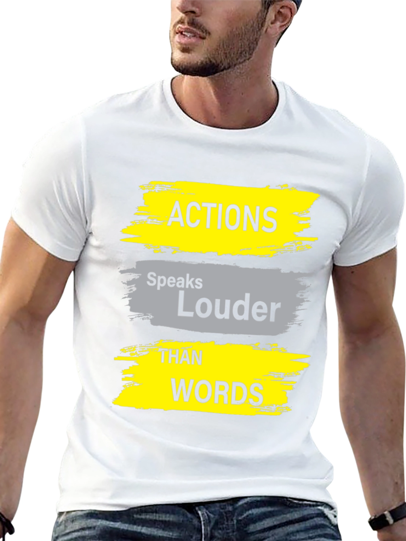 Black Actions Speak Louder Black Graphic Tee view 13