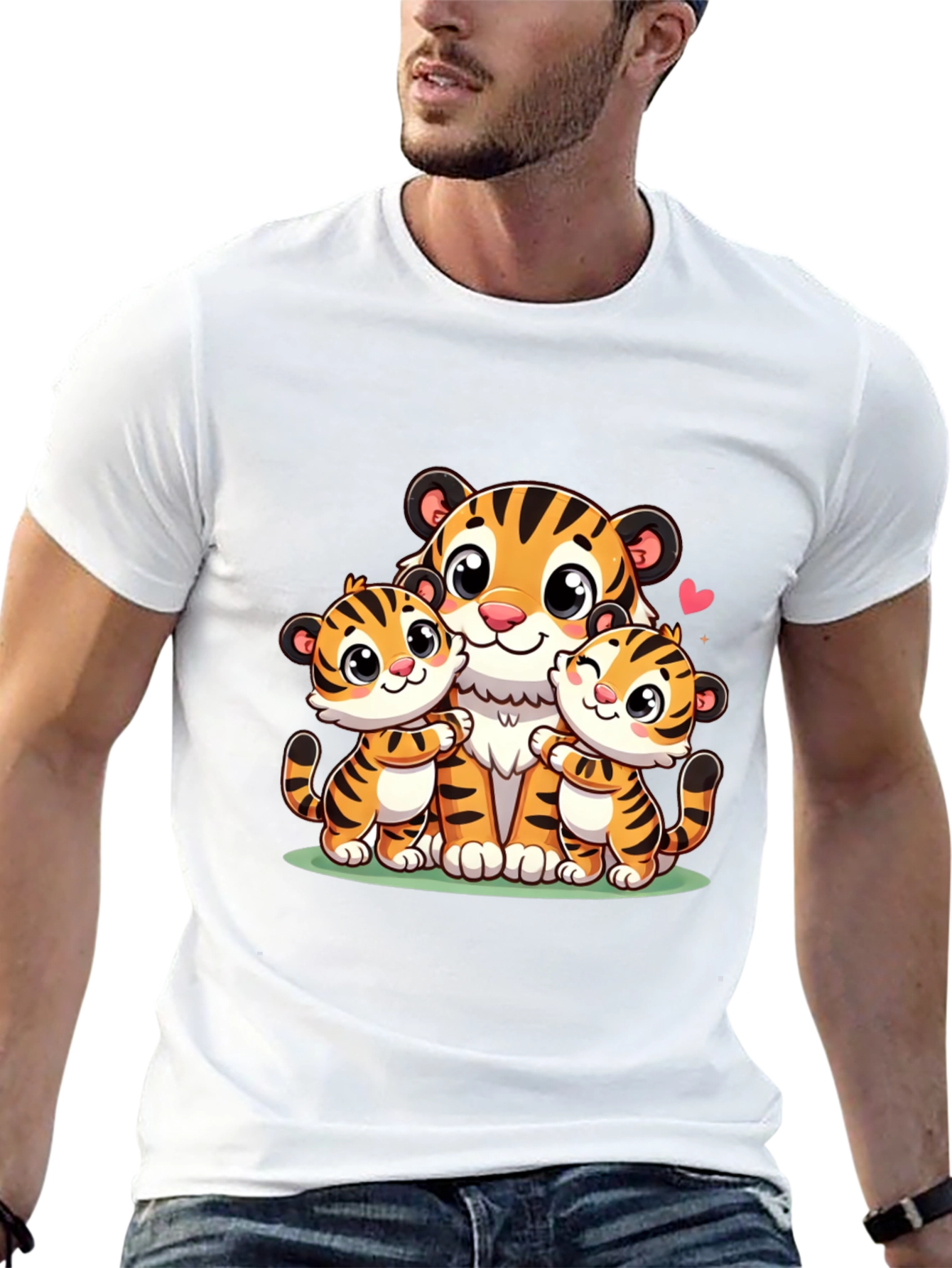 Black Cute Tiger Family Graphic T-Shirt view 13