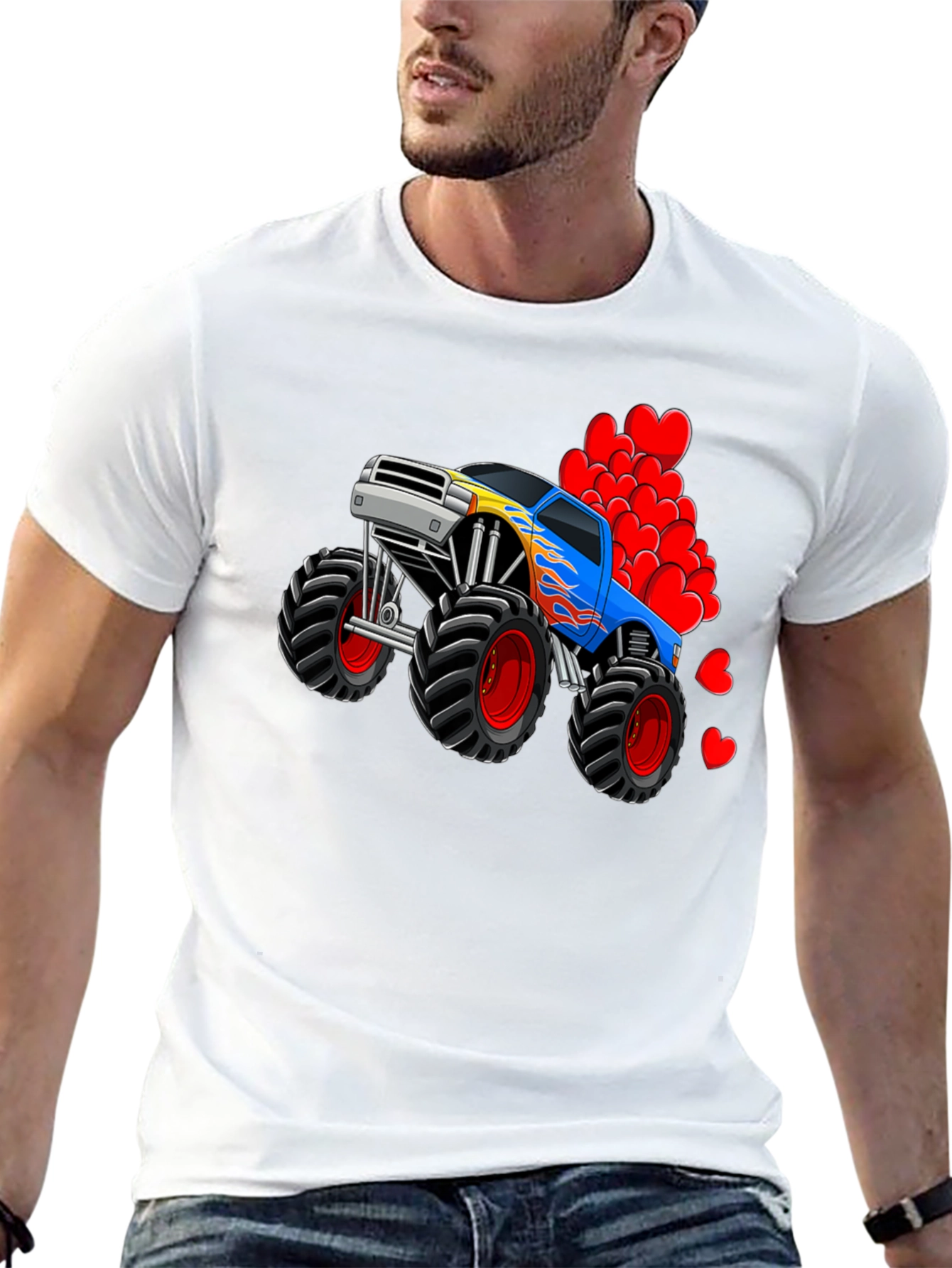 Black Monster Truck Valentine's Day T-Shirt view 13