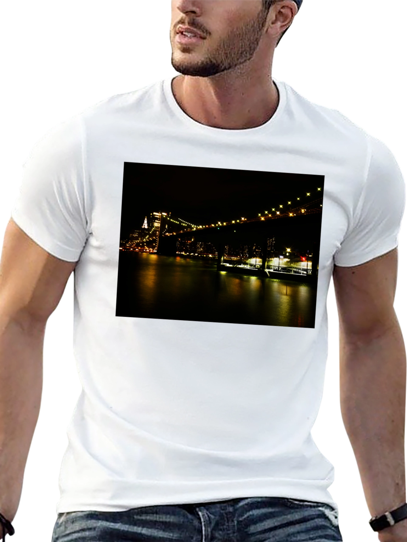 Black Night Lights Bridge T-Shirt view 13