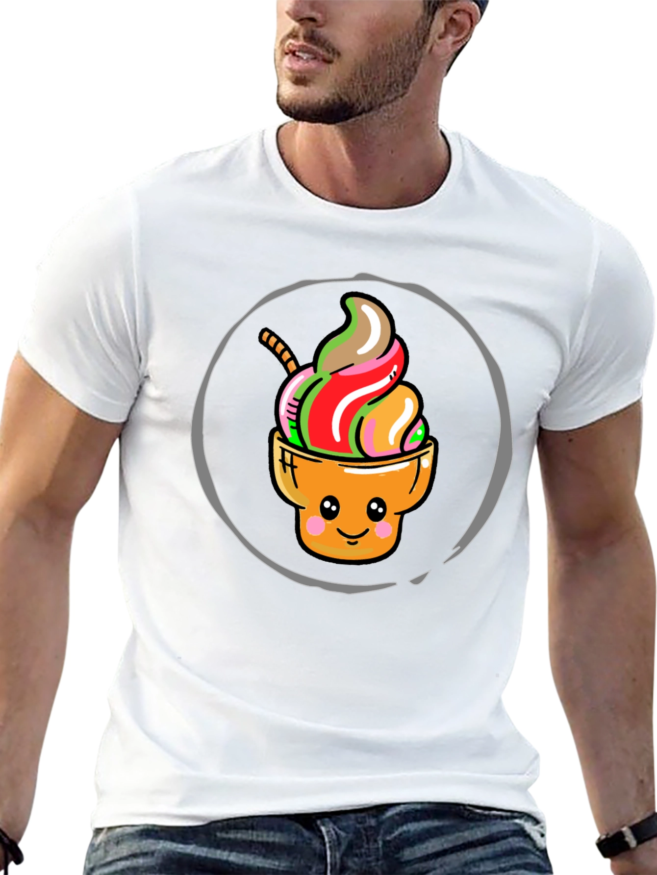 Black Cute Ice Cream Cone Graphic T-Shirt view 13