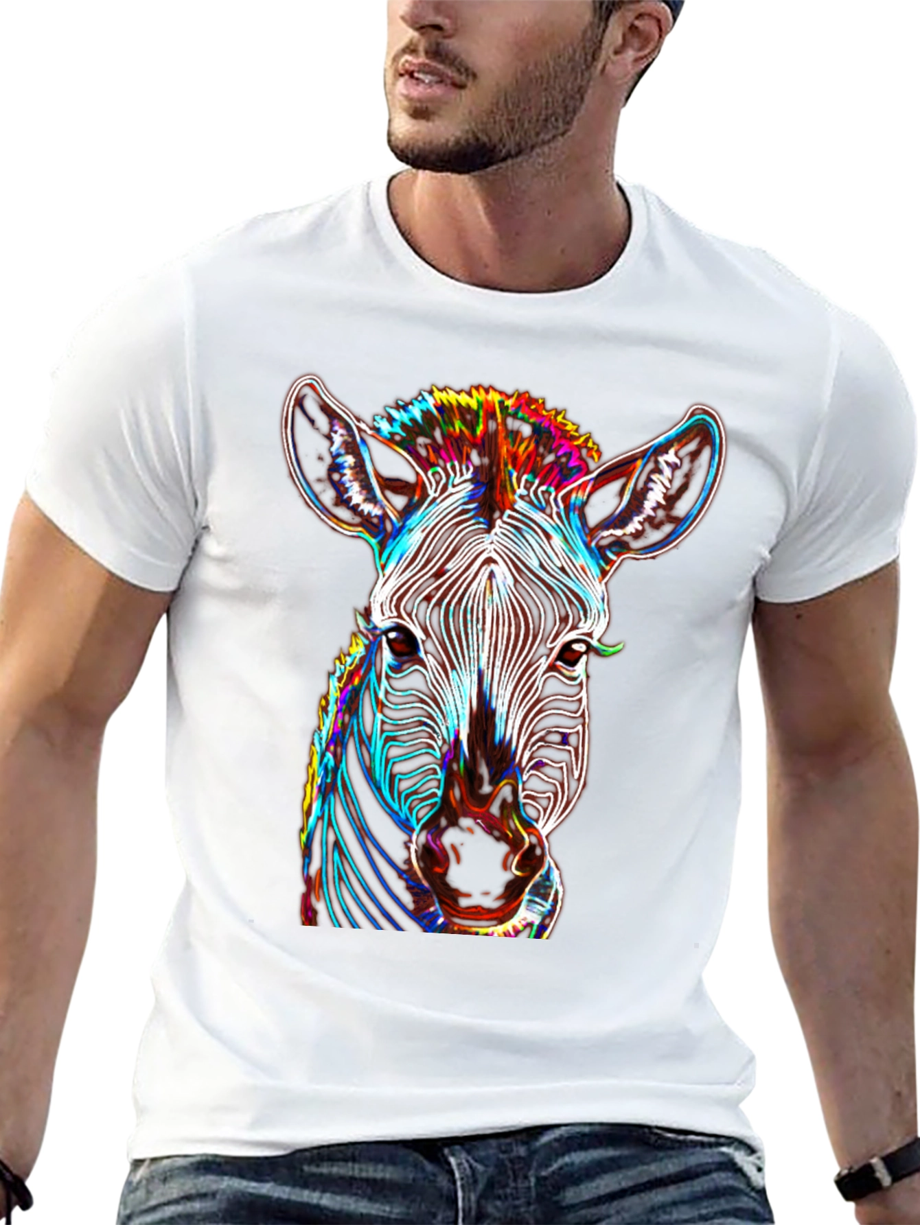 Black Zebra Graphic Tee - Bold Neon Animal Print view 13