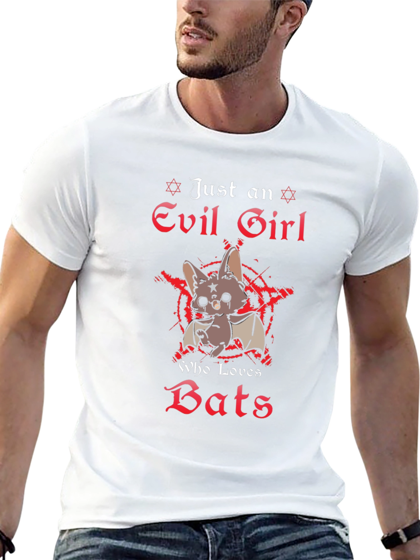 Black Evil Girl Who Loves Bats Graphic T-Shirt view 13