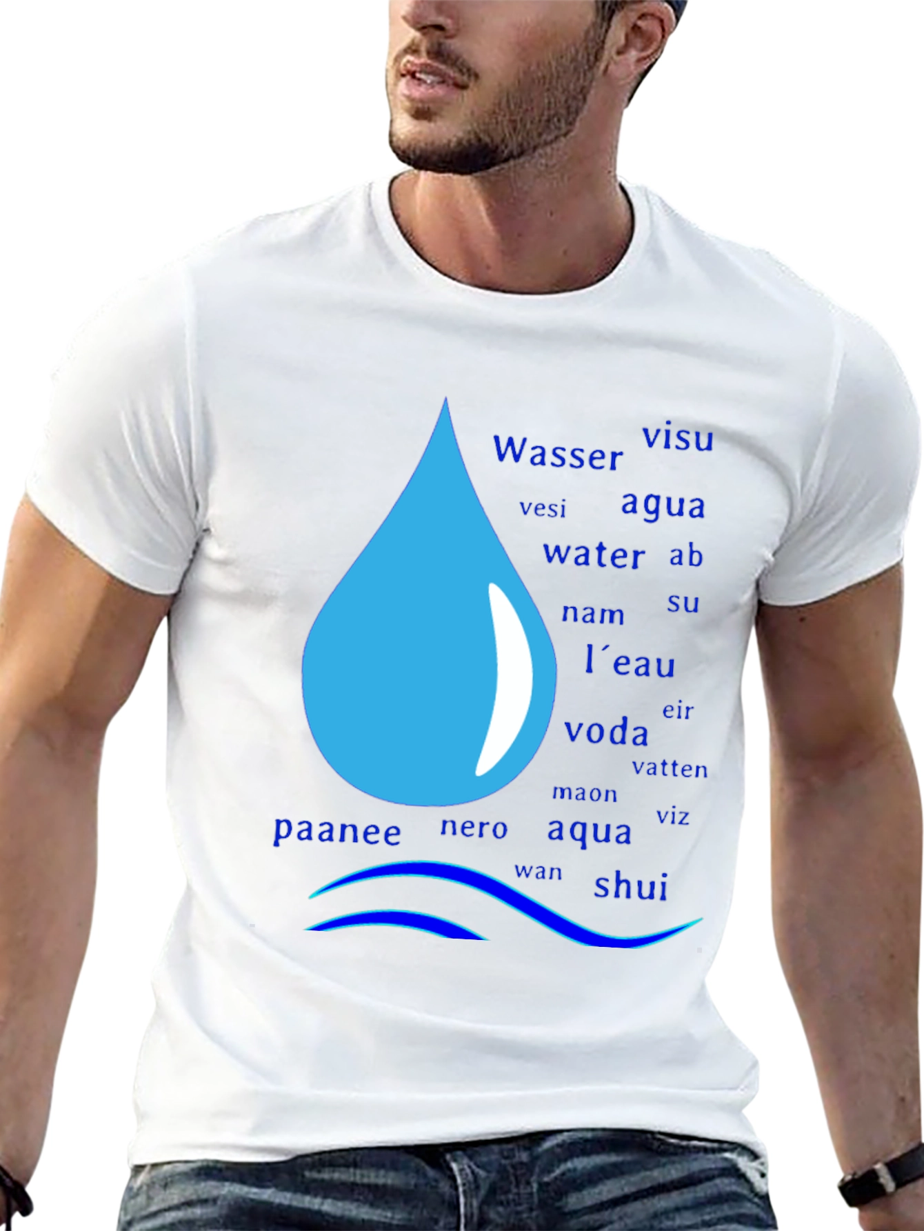 Multilingual Water Drop T-Shirt - 13
