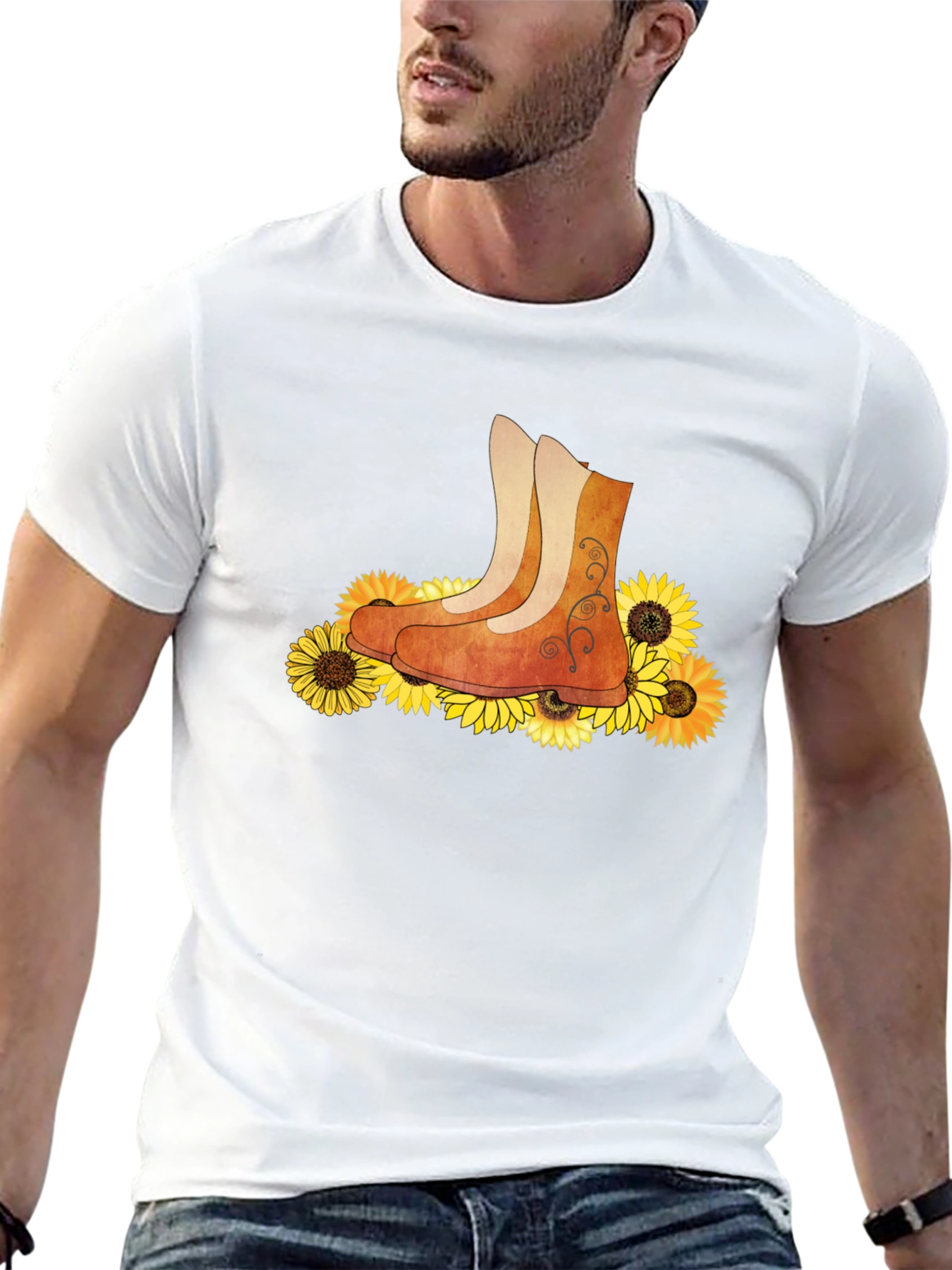 Black Sunflower Boots Graphic T-Shirt view 13