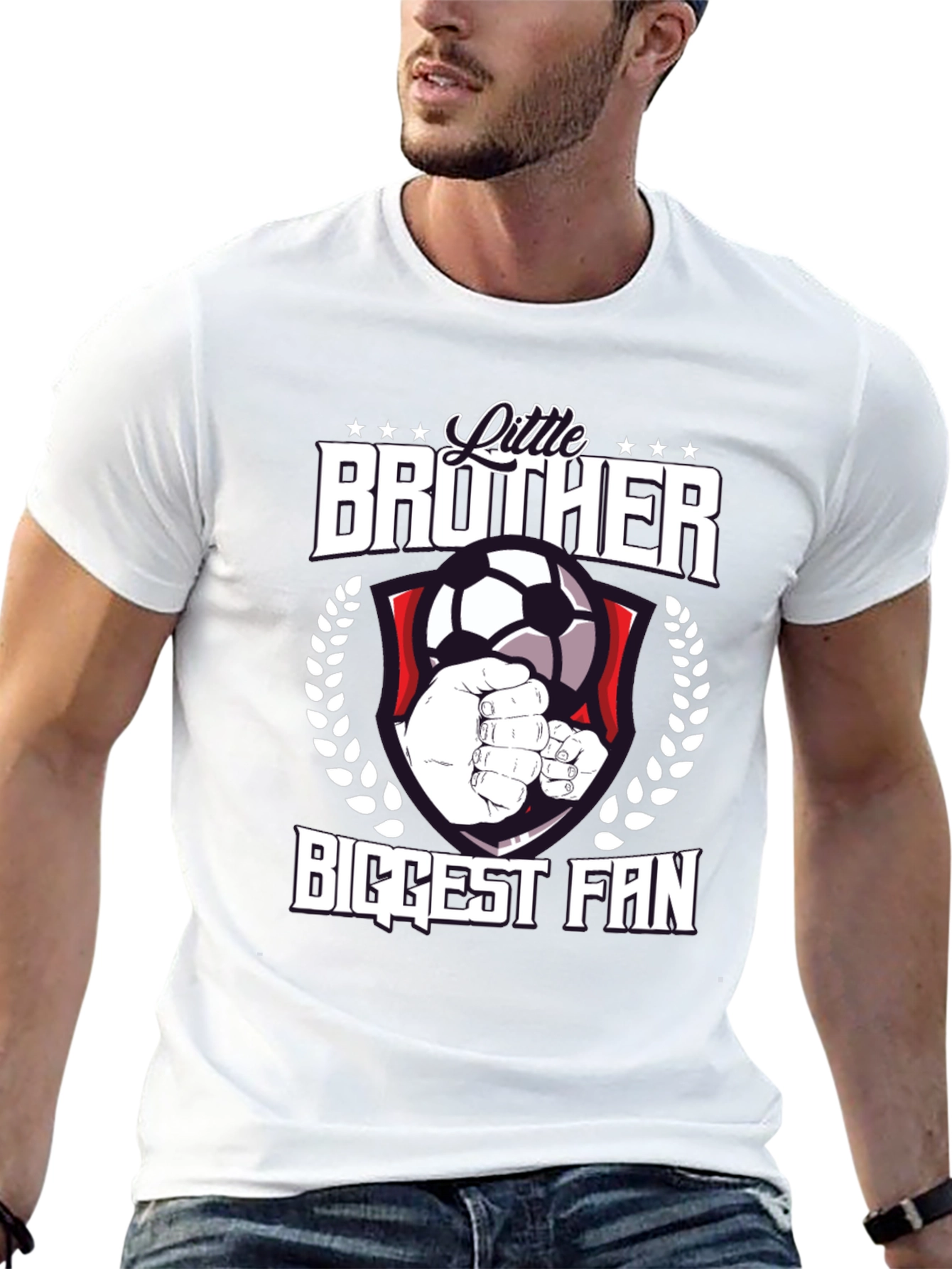 Black Little Brother Biggest Fan Soccer T-Shirt view 13