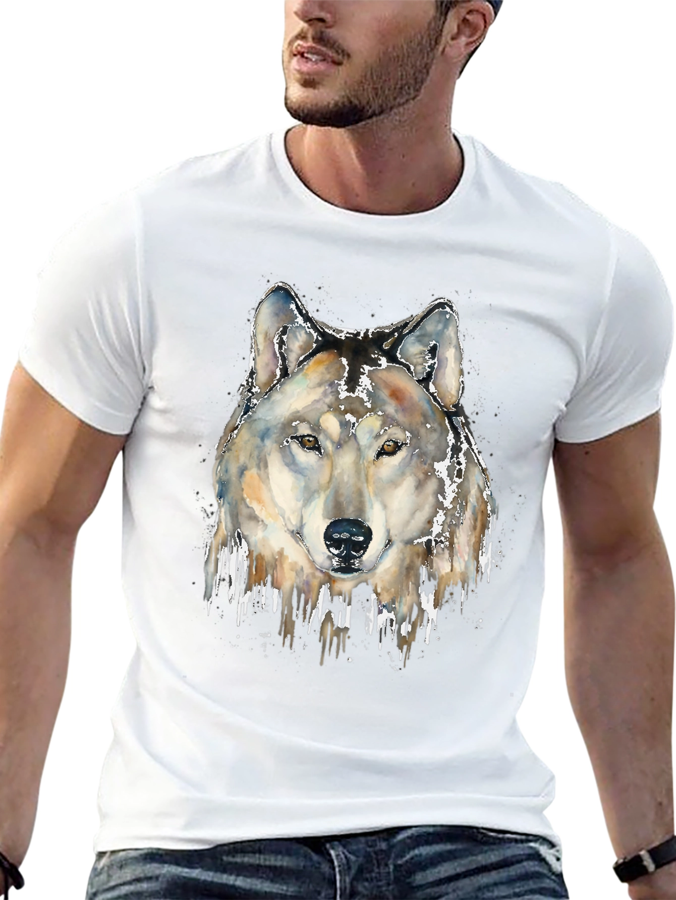 Black Wolf Head Graphic Print Tee view 13