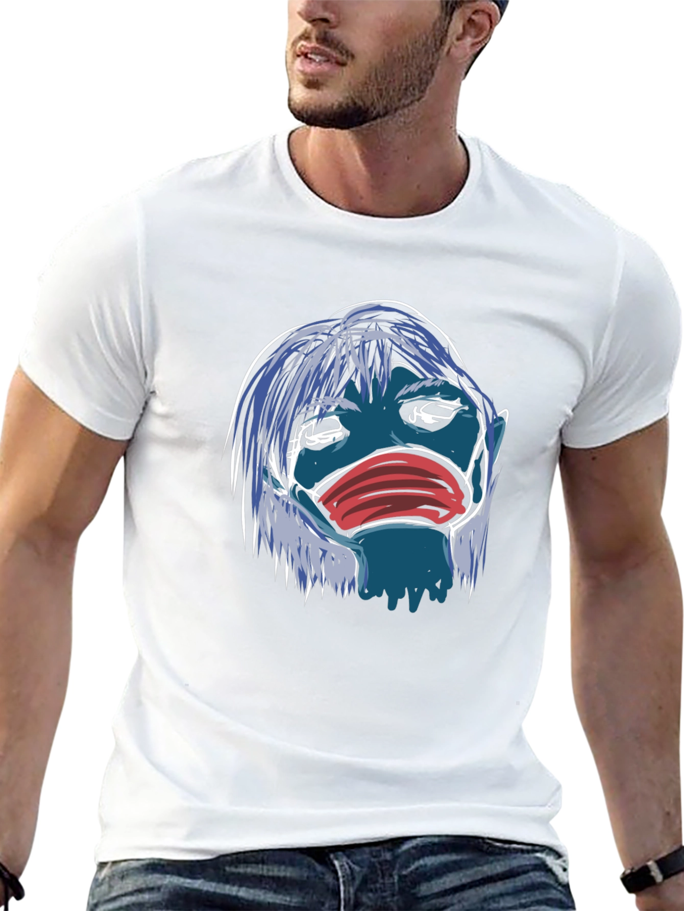 Black Masked Blue Character Graphic T-Shirt view 13